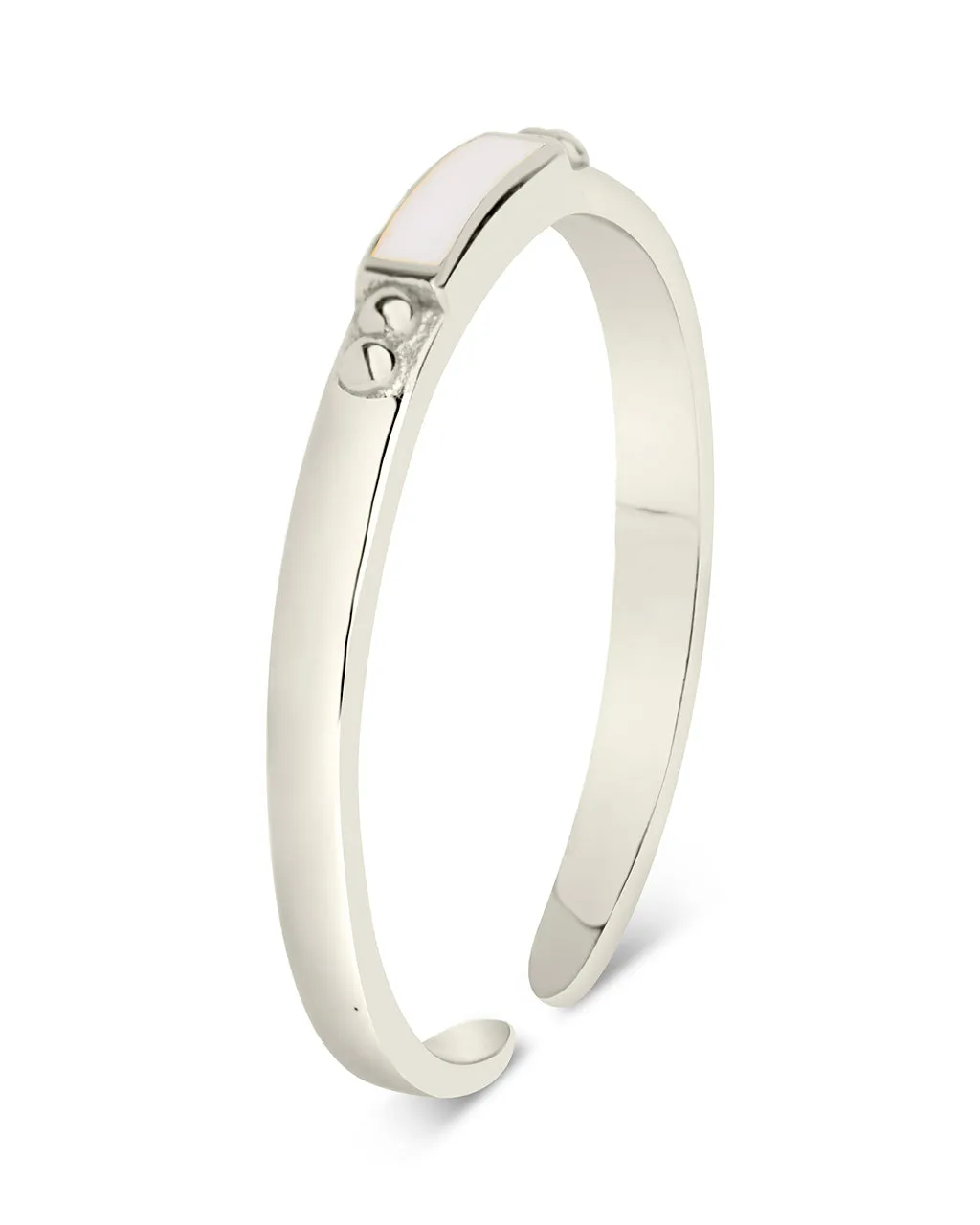 Sterling Silver Thin Enamel Open Signet Ring