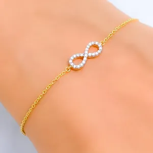 Stylish Radiant Infinity Loop Diamond   18k Gold Bracelet