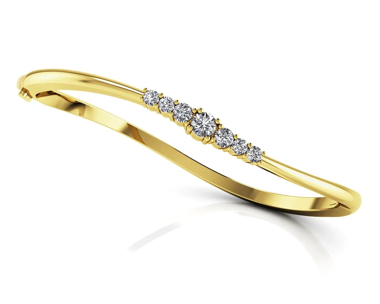 Stylish Seven Stone Diamond Bangle with 0.70 ct.(finished) 2.5mm, 3mm, 4mm