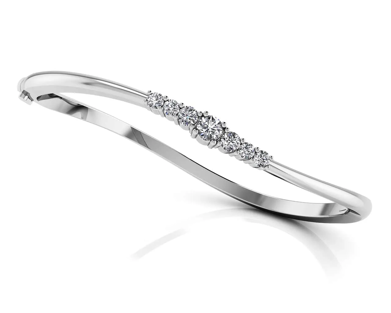 Stylish Seven Stone Diamond Bangle with 0.70 ct.(finished) 2.5mm, 3mm, 4mm