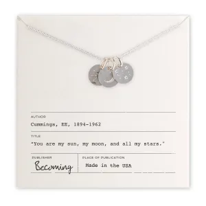 Sun Moon and Stars Necklace Silver