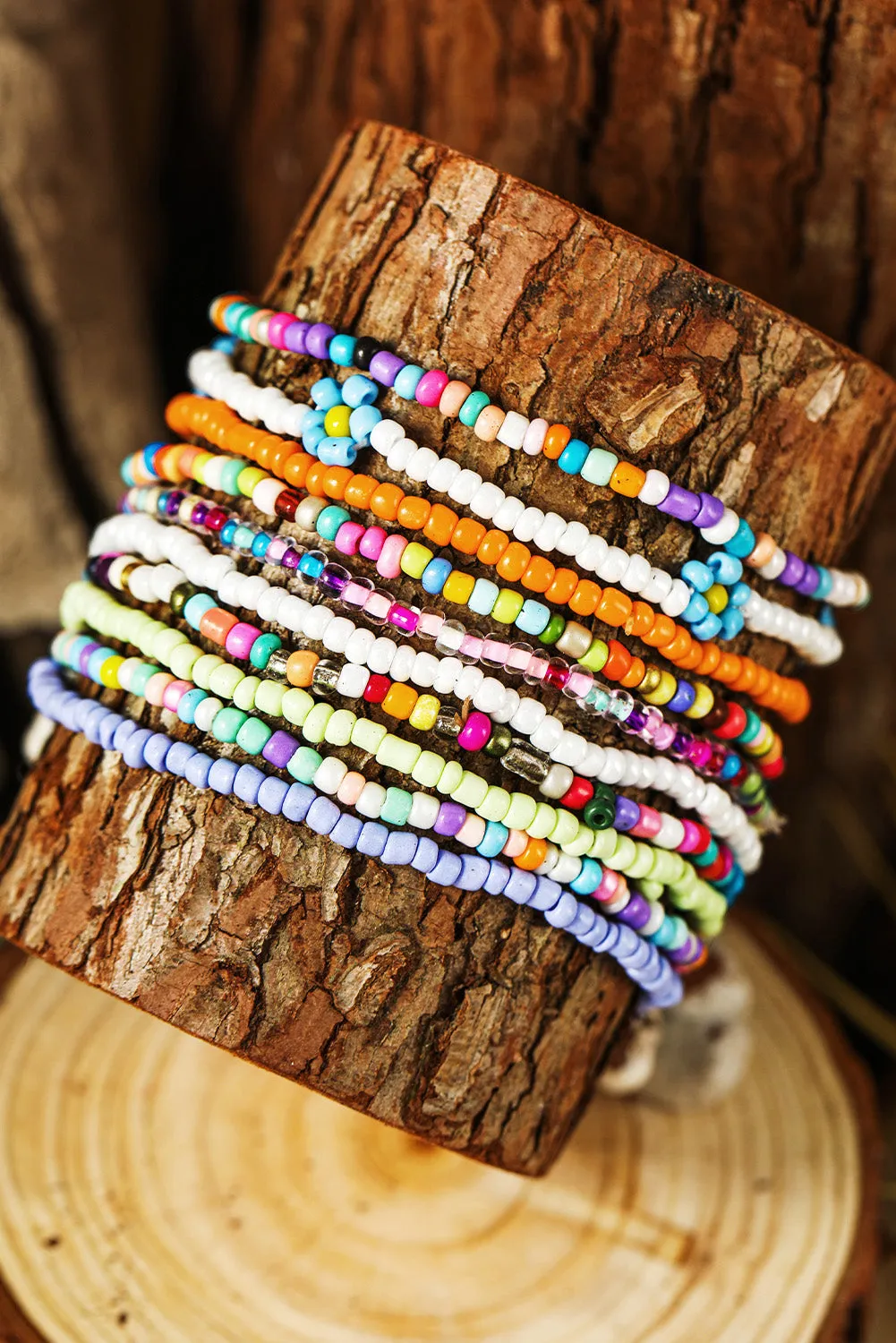 Sunshine Bloom Multi-Layered Beaded Anklet Set