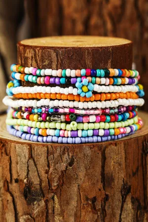 Sunshine Bloom Multi-Layered Beaded Anklet Set