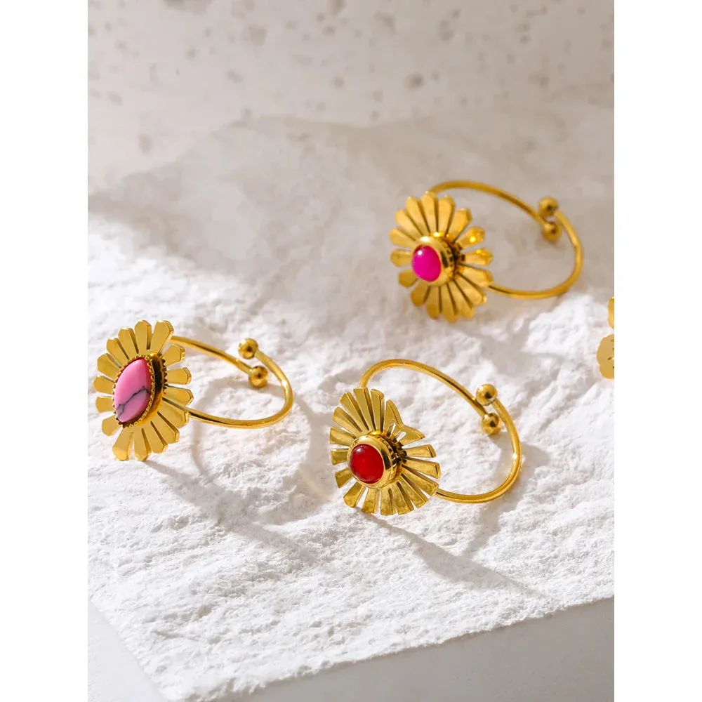 Sweet Metal Flower Cocktail Rings