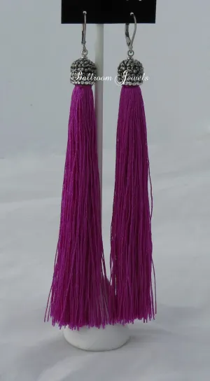 Tassel drop earrings in purple