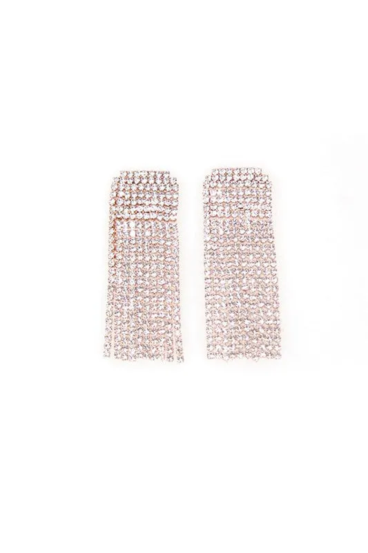 Tassel Rhinestone Short Stud Earrings