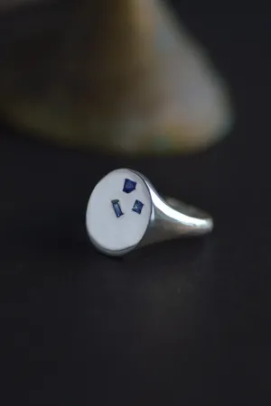 Terrazzo Sapphire Silver Signet Ring