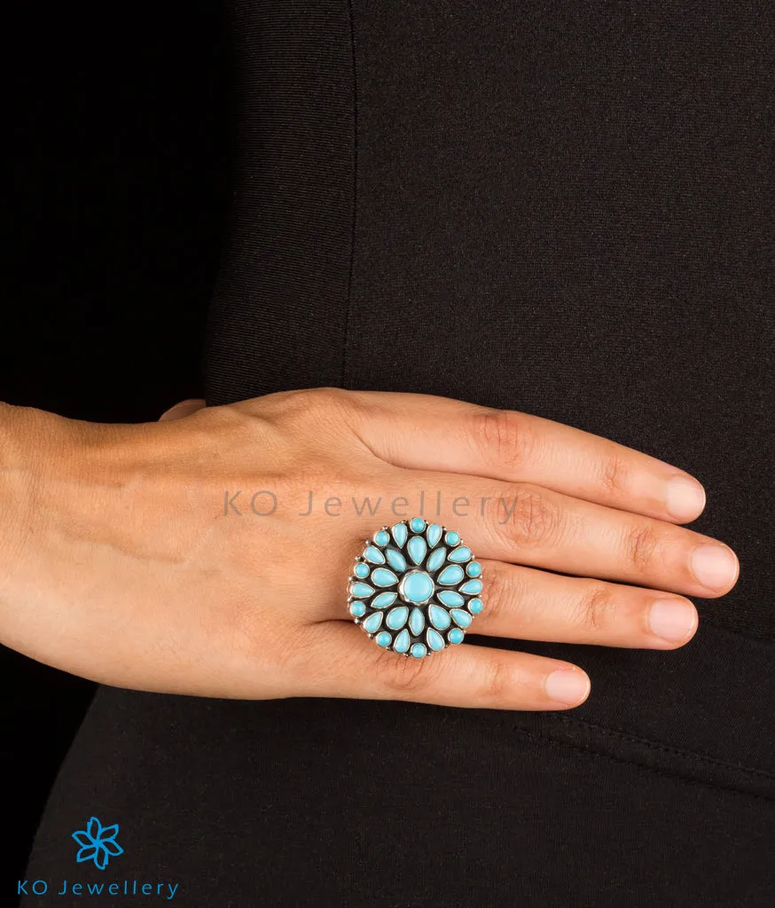 The Divit Silver Gemstone Cocktail Finger-ring (Turquoise)
