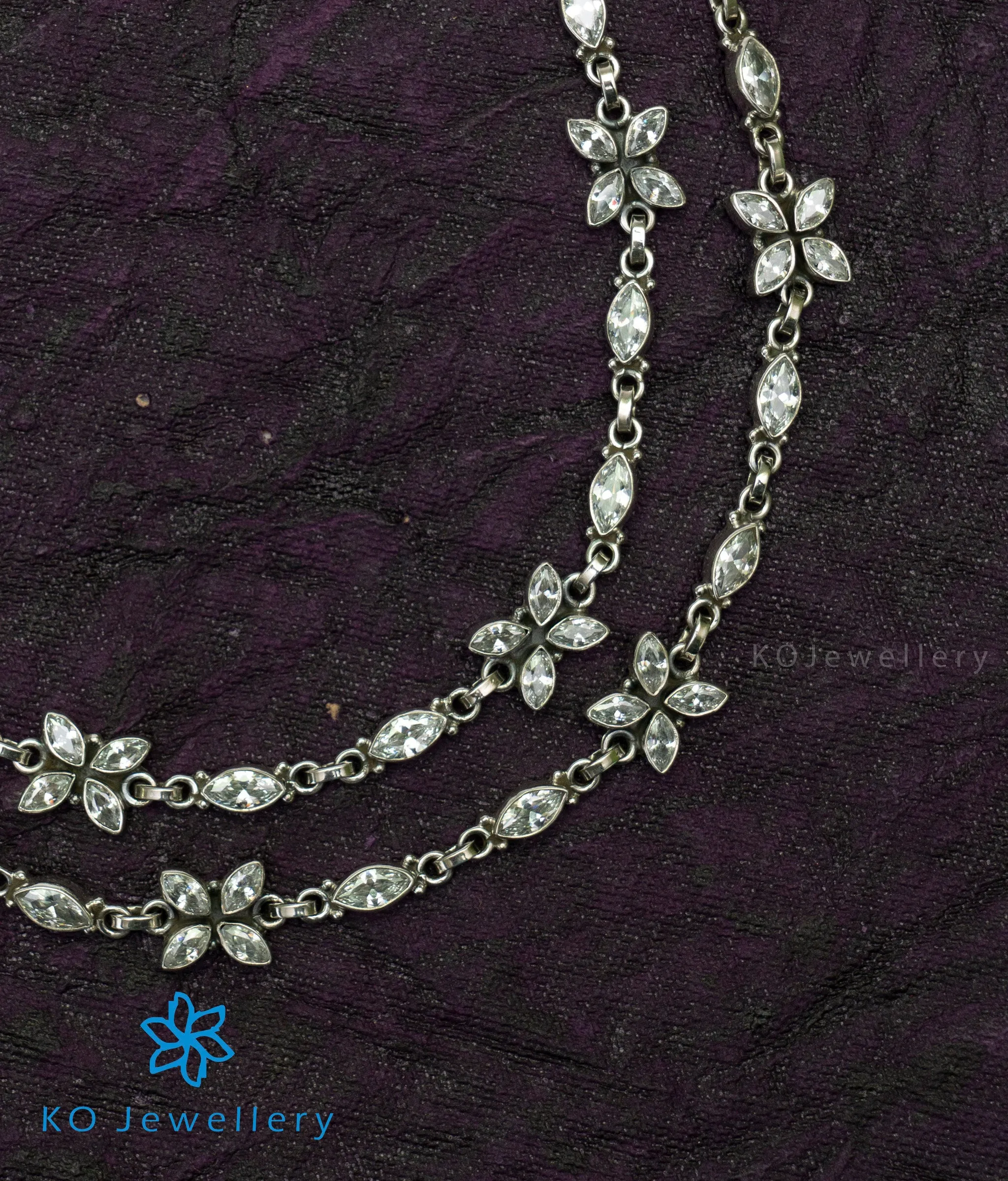 The Kripa Silver Gemstone Anklets (White)
