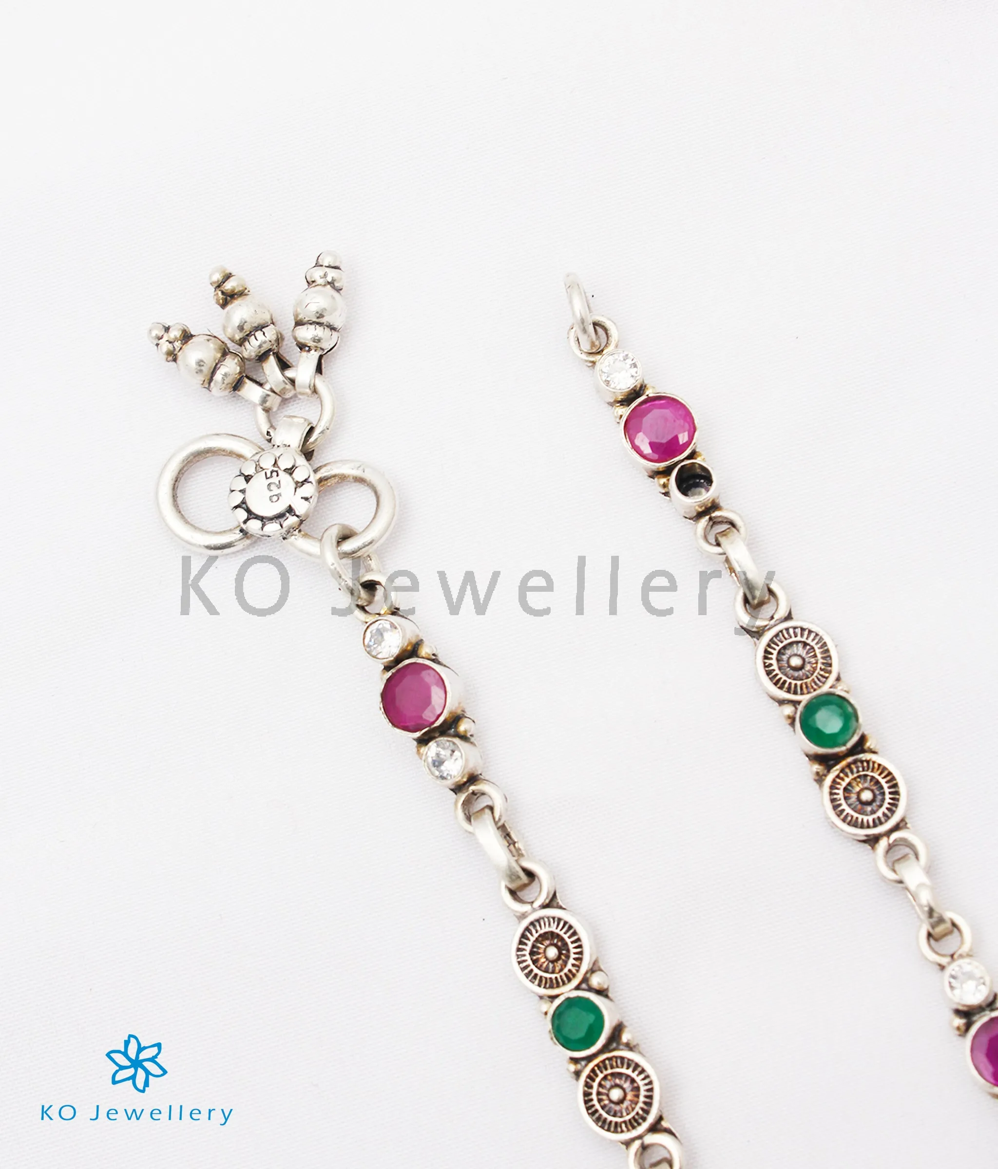 The Sanjh Silver Gemstone Anklets