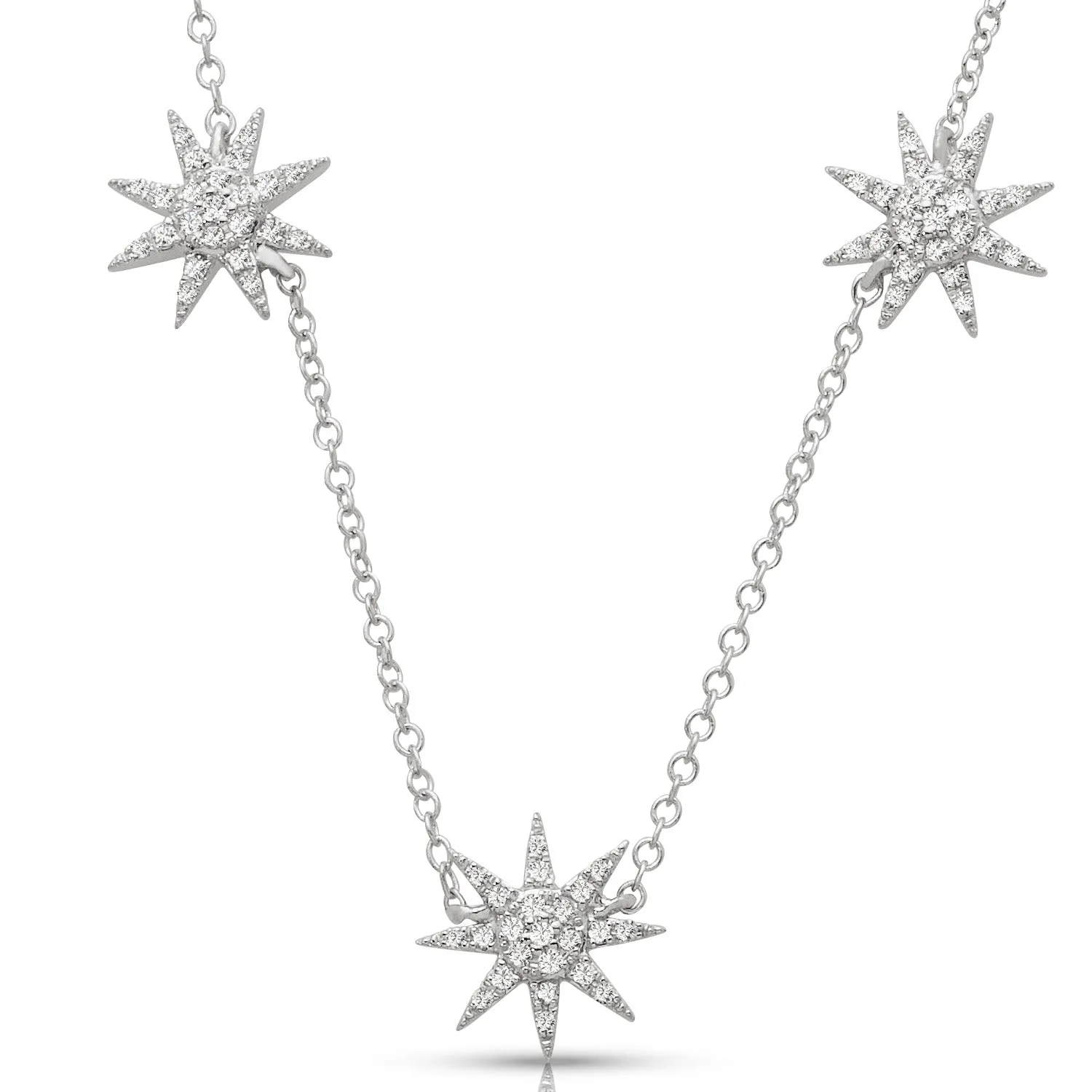 Three Star Pave Set  0.20 ctw Diamond Necklace Pendant
