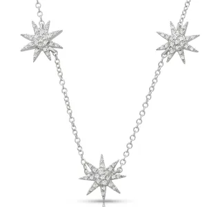 Three Star Pave Set  0.20 ctw Diamond Necklace Pendant