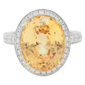 Tiffany & Co. 14.02 CTW No Heat Ceylon Golden & Pink Sapphire Diamond Platinum 18 Karat Contemporary Halo Ring AGL