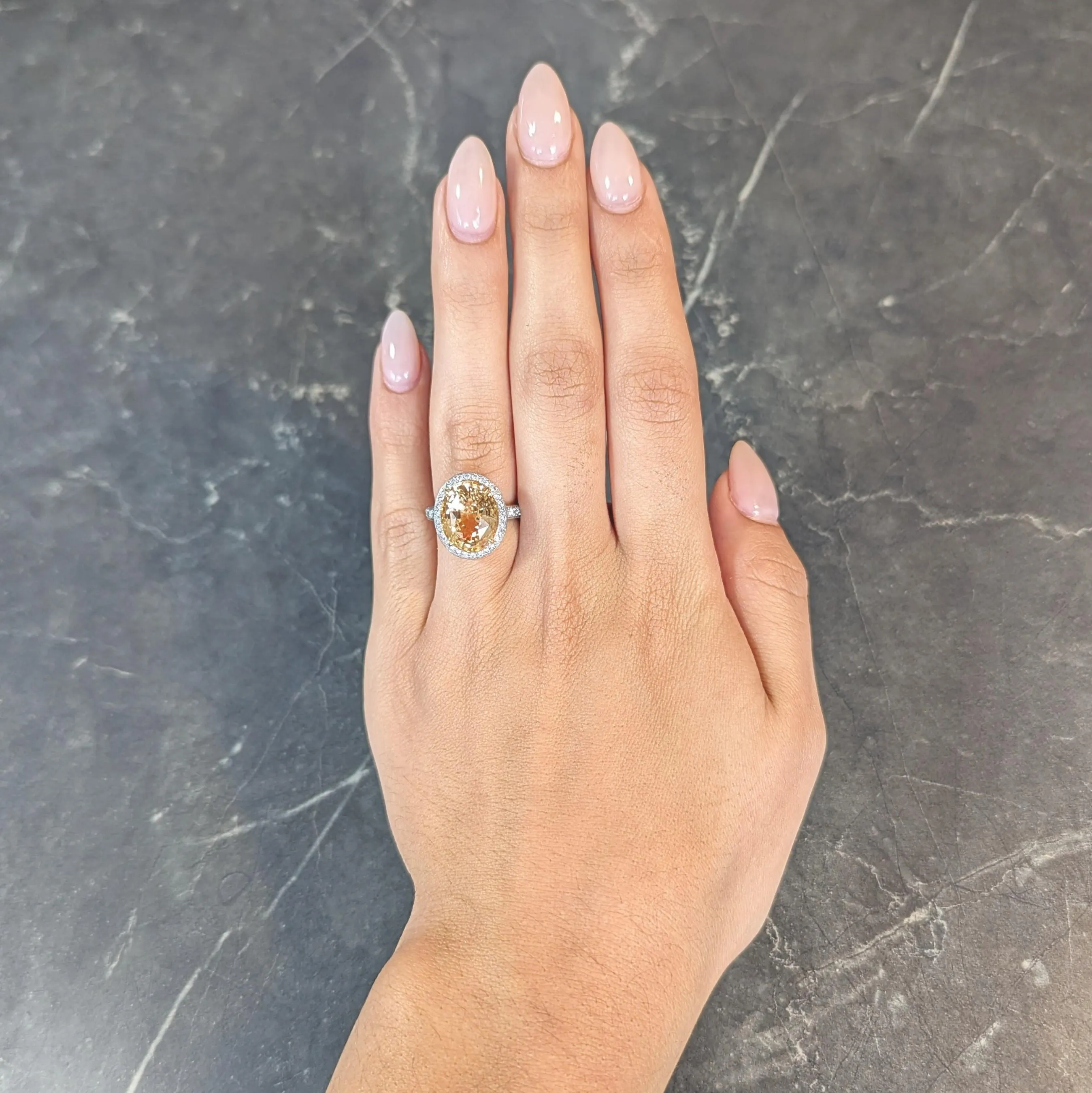 Tiffany & Co. 14.02 CTW No Heat Ceylon Golden & Pink Sapphire Diamond Platinum 18 Karat Contemporary Halo Ring AGL