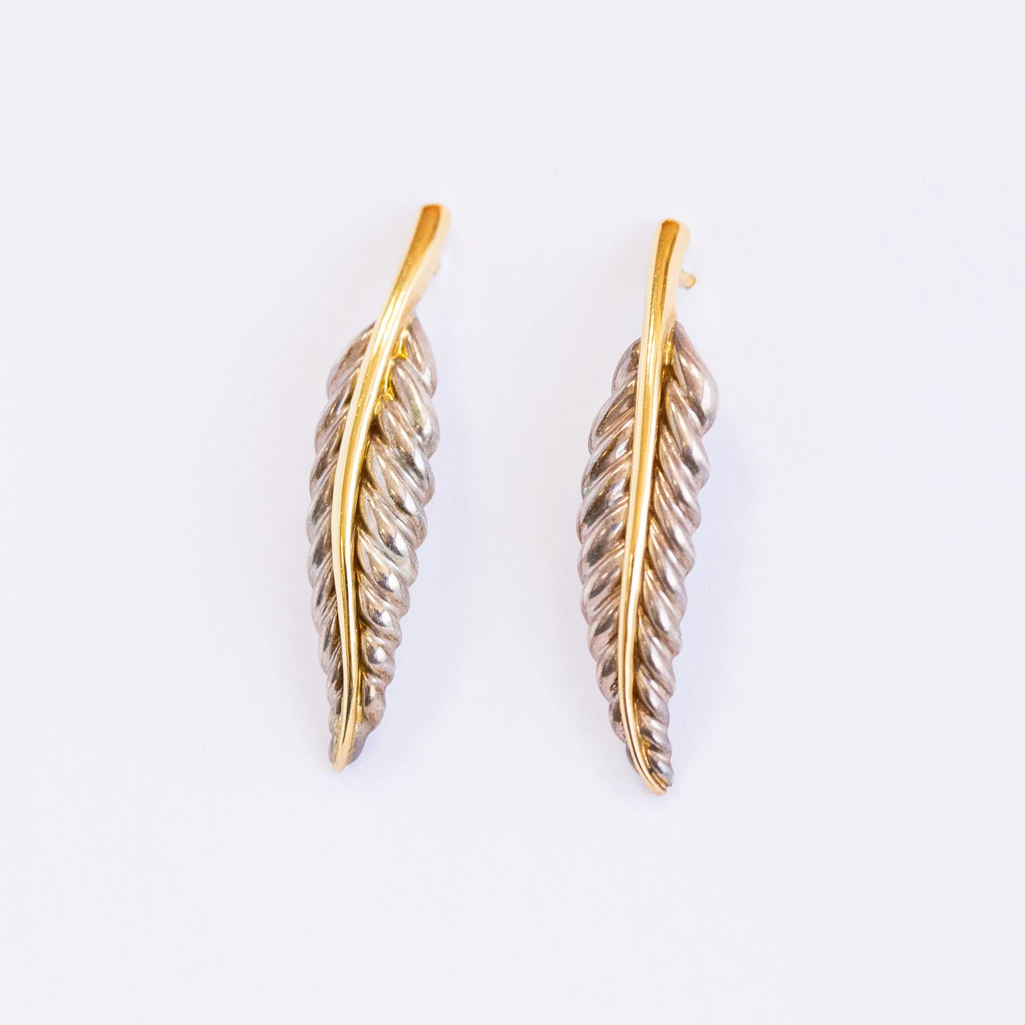 Tiffany & Co Feather Earrings, 18k & Sterling