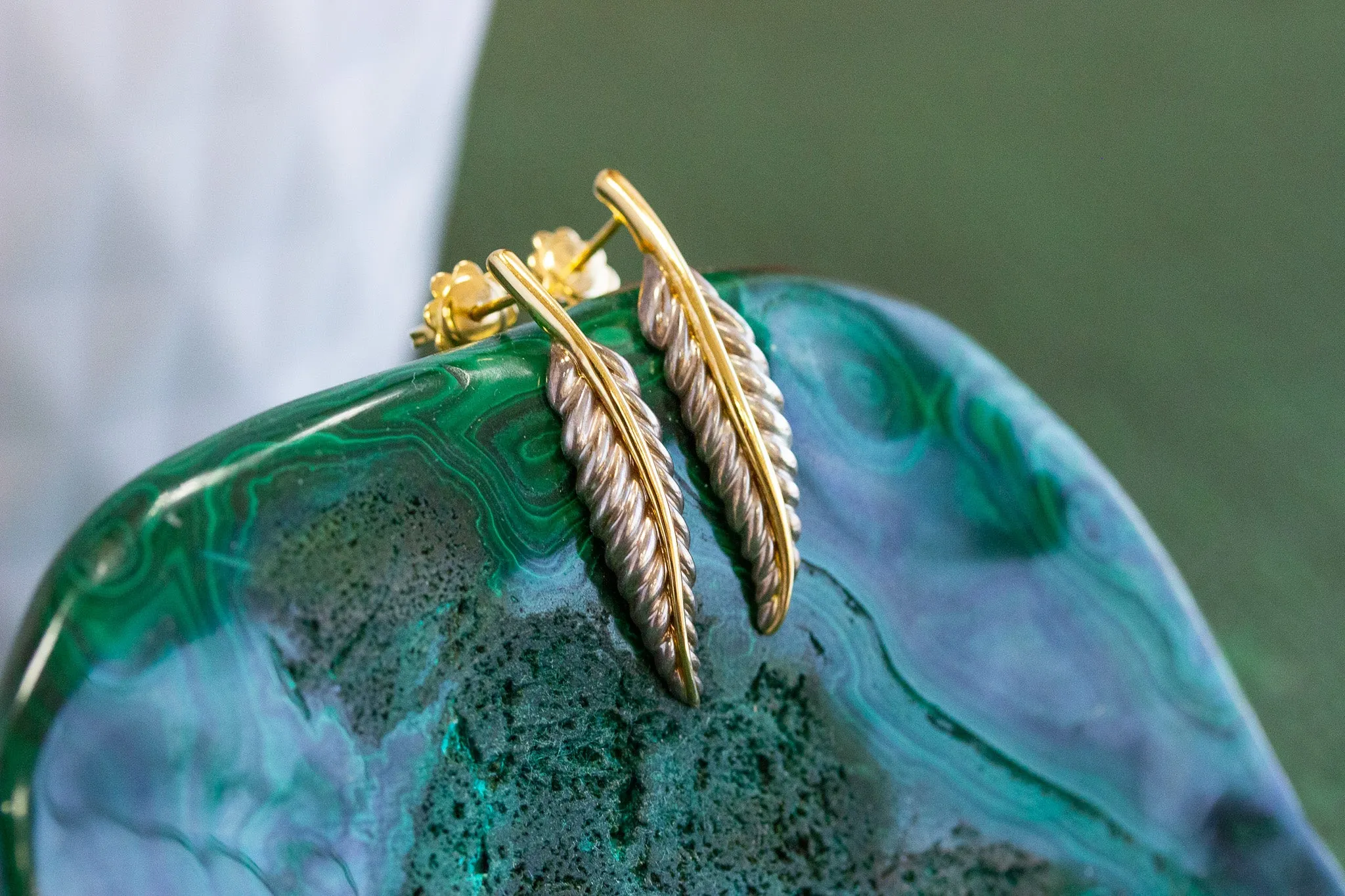 Tiffany & Co Feather Earrings, 18k & Sterling