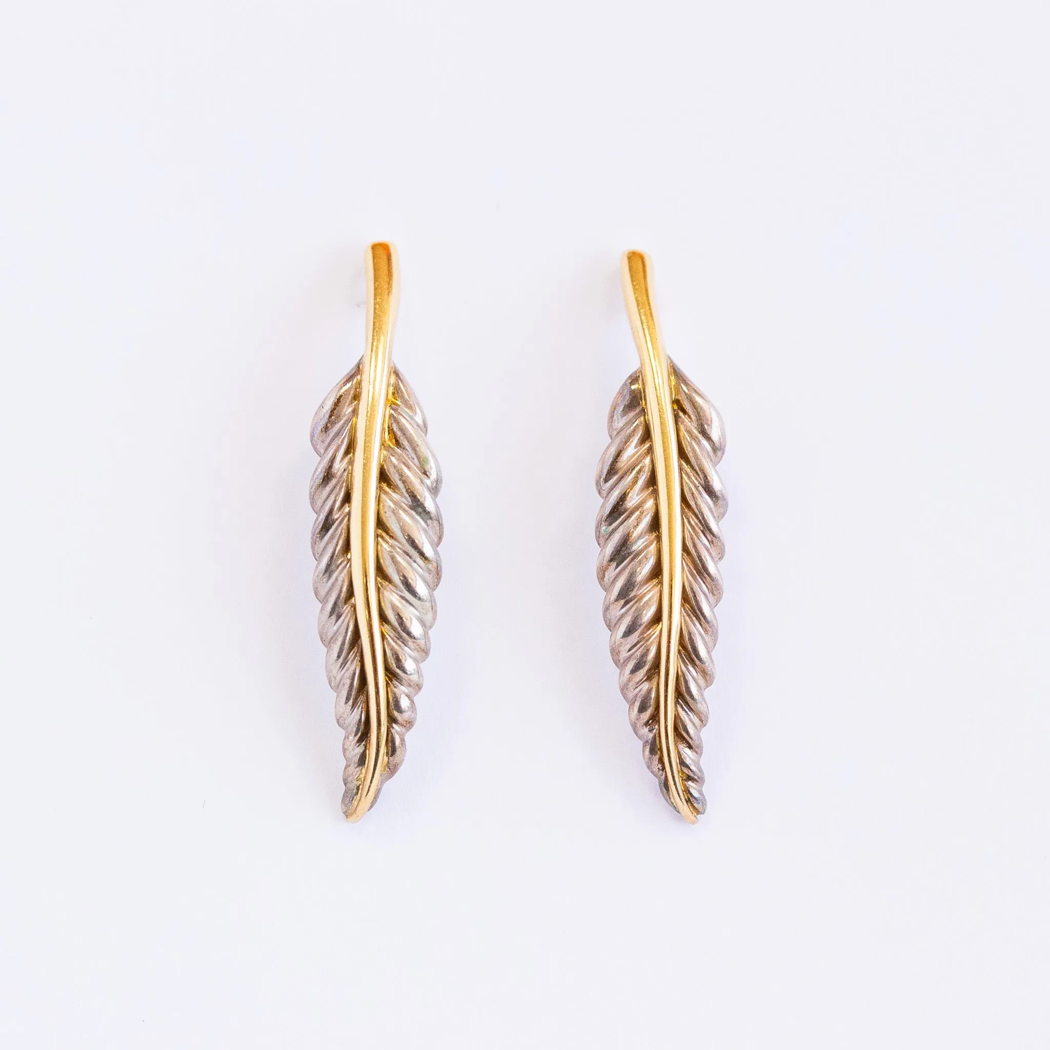 Tiffany & Co Feather Earrings, 18k & Sterling