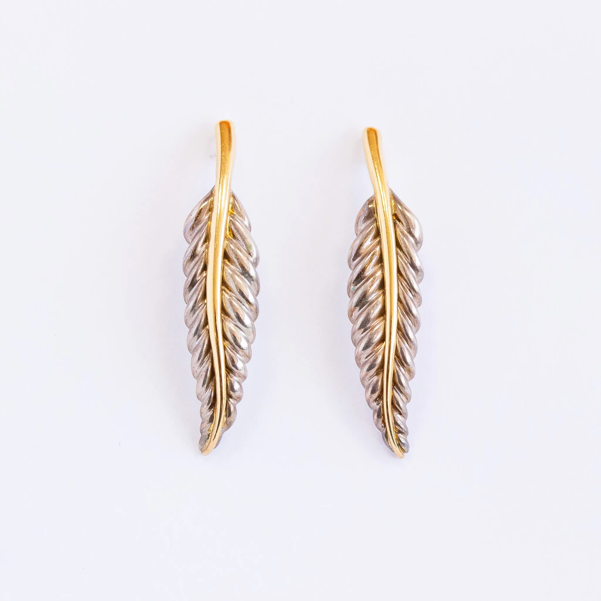 Tiffany & Co Feather Earrings, 18k & Sterling