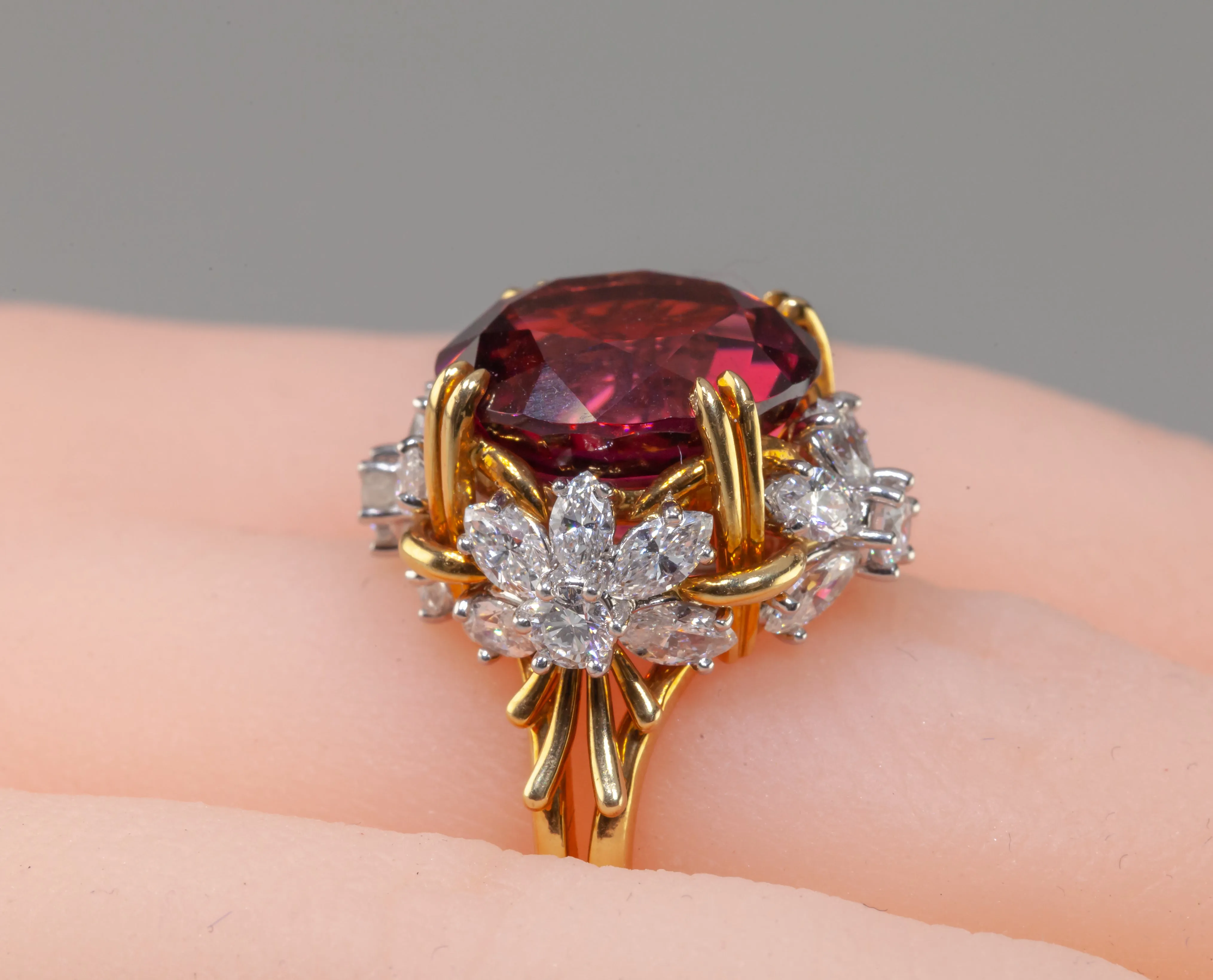 Tiffany & Co Schlumberger Pink Tourmaline and Diamond Flower Ring