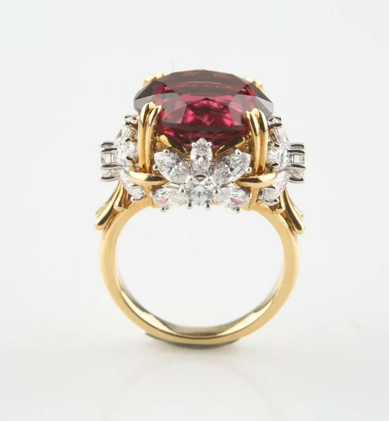 Tiffany & Co Schlumberger Pink Tourmaline and Diamond Flower Ring