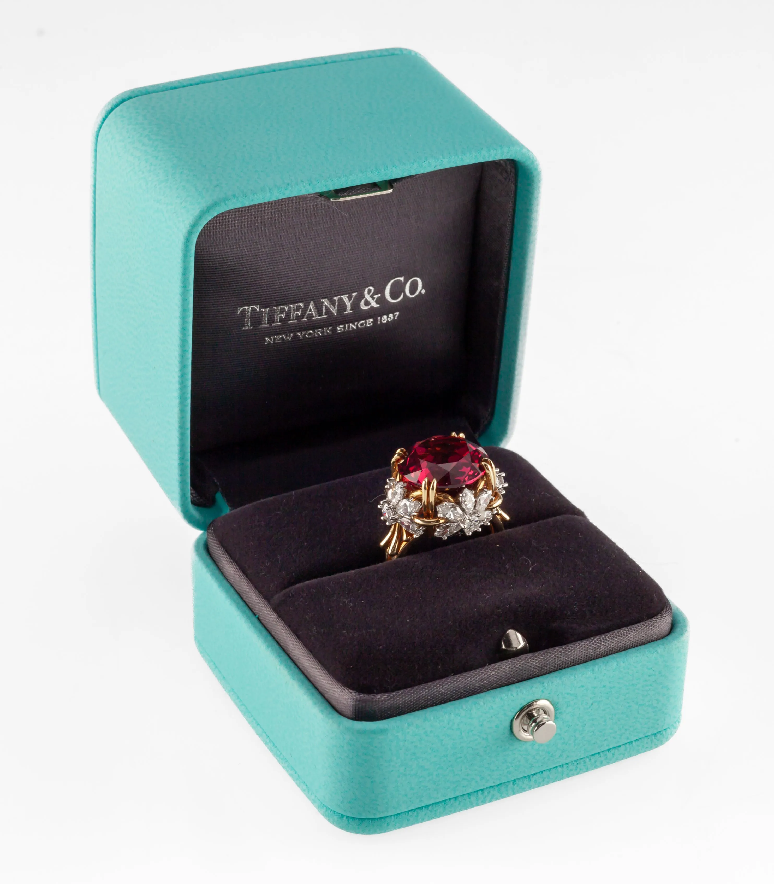 Tiffany & Co Schlumberger Pink Tourmaline and Diamond Flower Ring