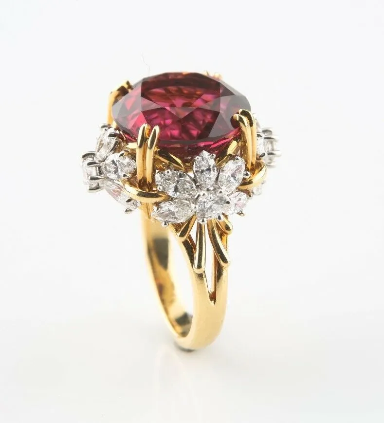 Tiffany & Co Schlumberger Pink Tourmaline and Diamond Flower Ring