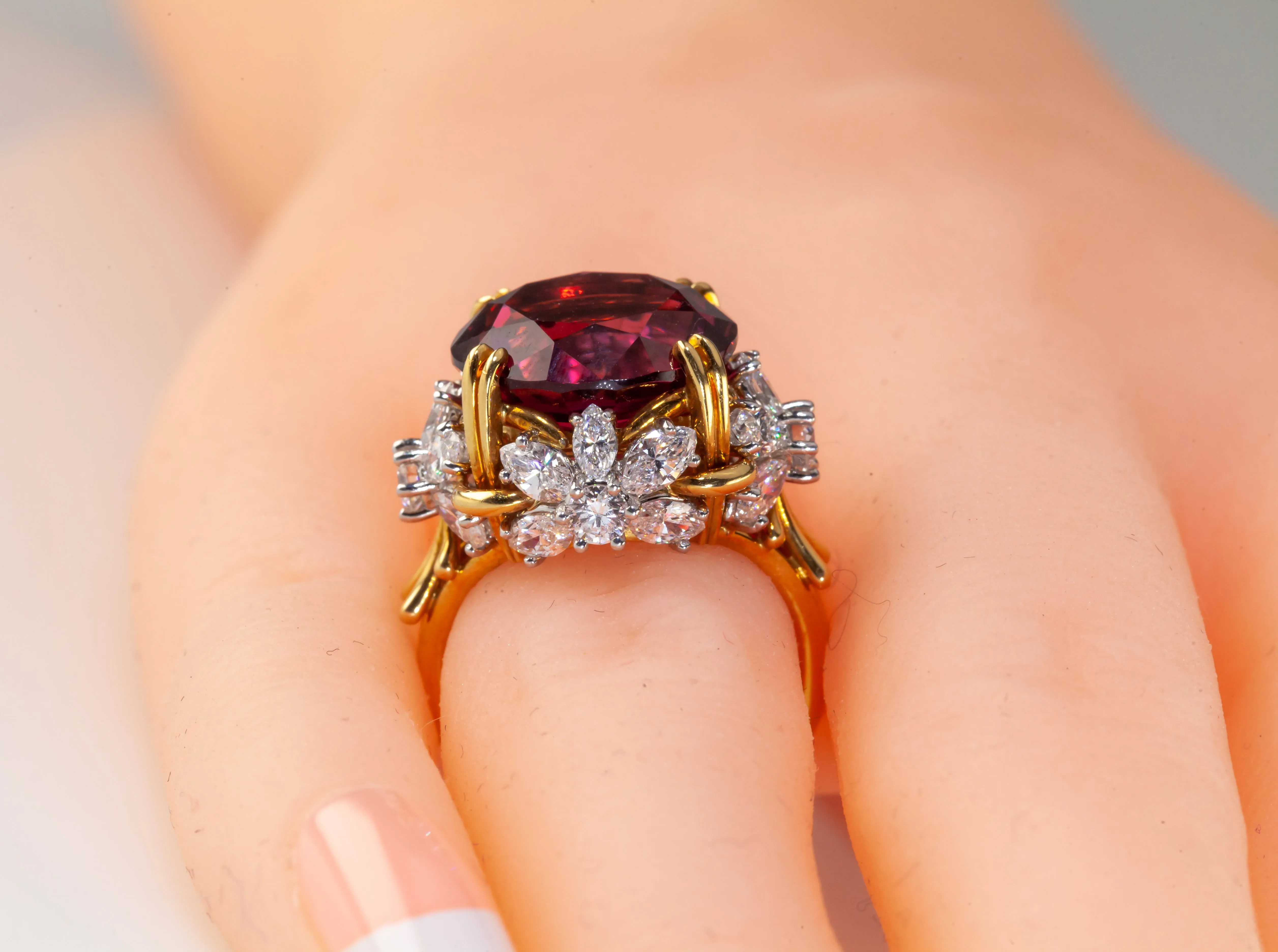 Tiffany & Co Schlumberger Pink Tourmaline and Diamond Flower Ring