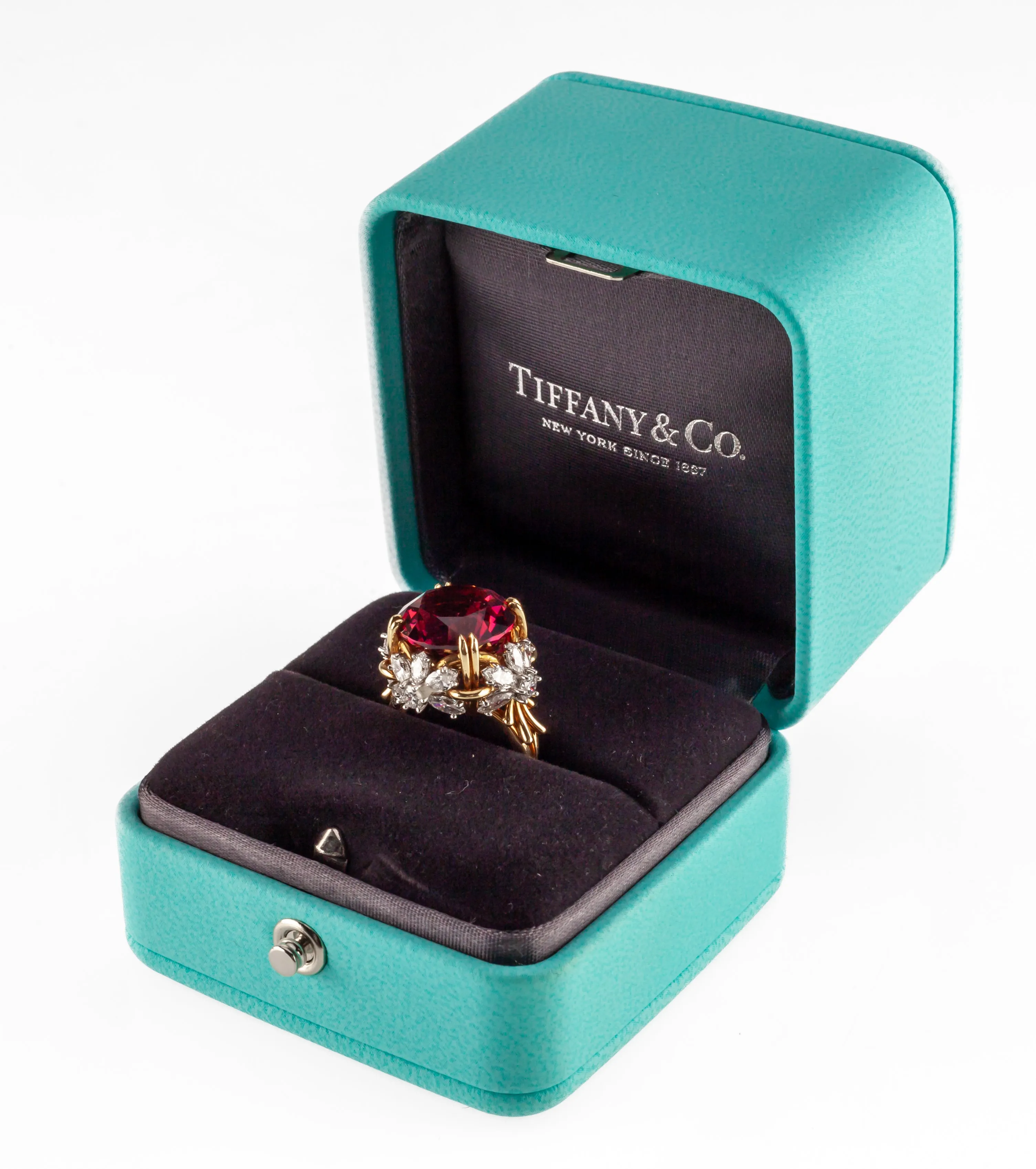 Tiffany & Co Schlumberger Pink Tourmaline and Diamond Flower Ring