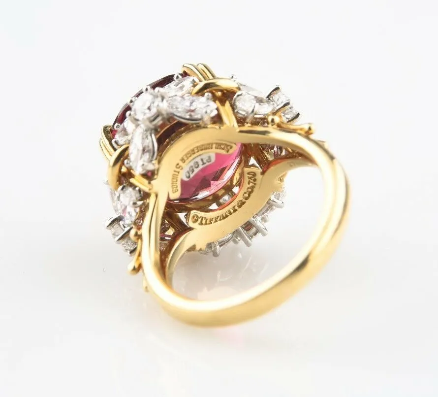 Tiffany & Co Schlumberger Pink Tourmaline and Diamond Flower Ring