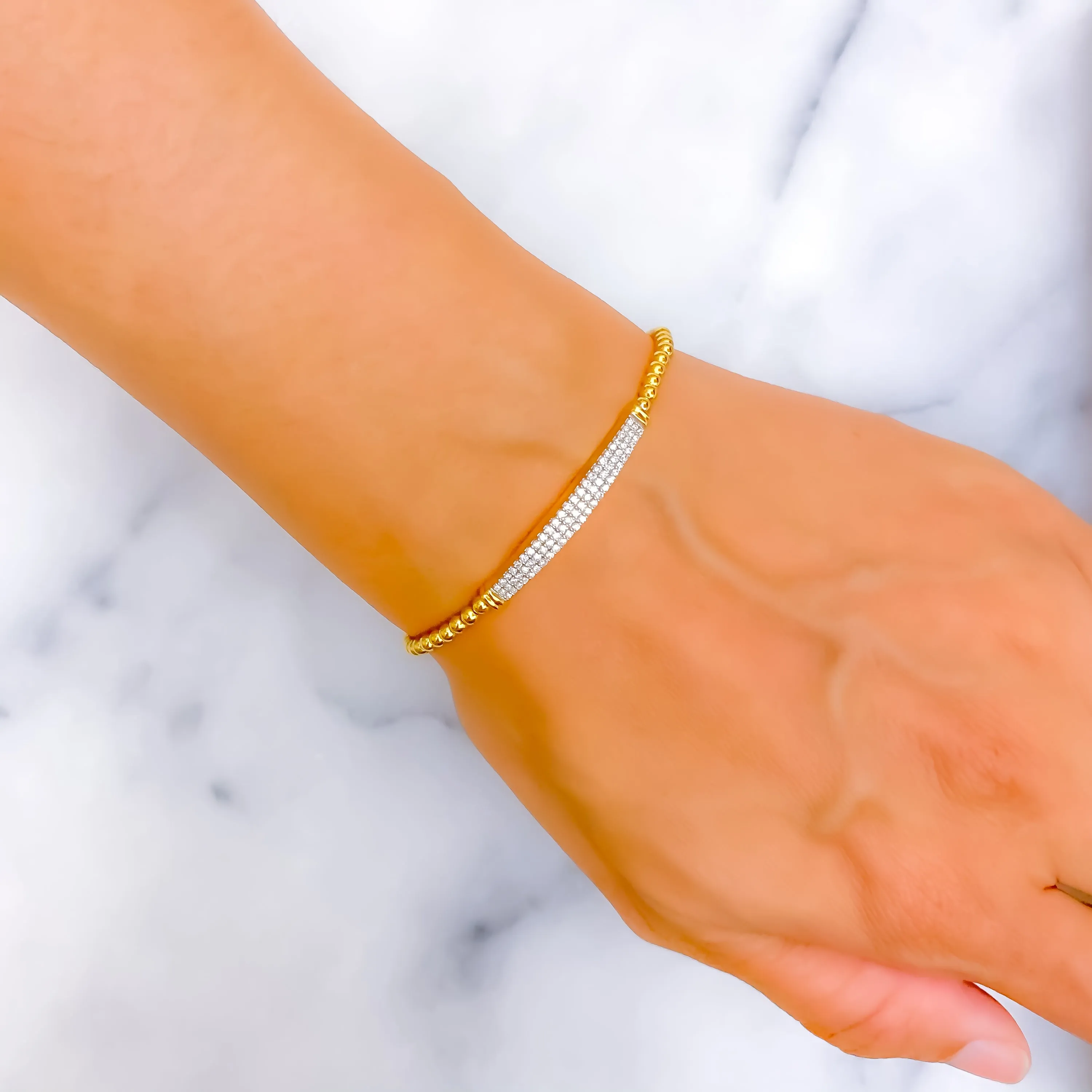 Timeless Imperial Diamond   18k Gold Flexi Bangle Bracelet