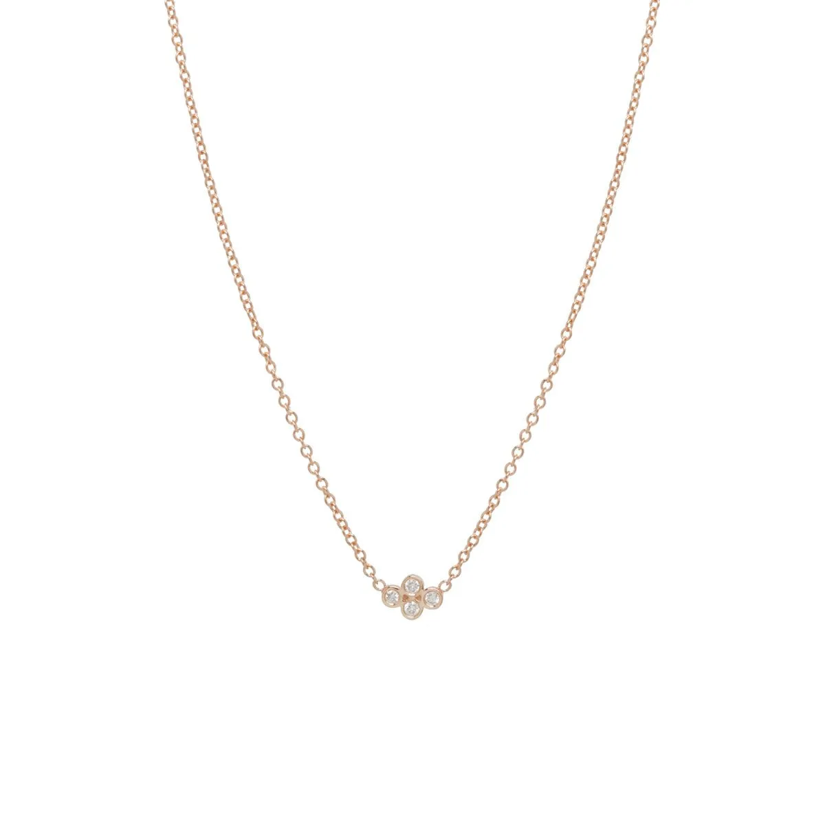 Tiny Bezel Diamond Quad Necklace