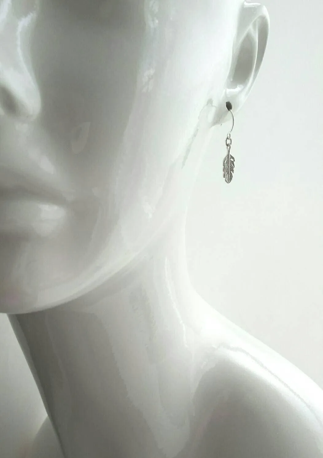 Tiny Gold Feather Earrings, small feather earring, tiny feather earring, gold feather charm, little feather dangle, simple gold feather