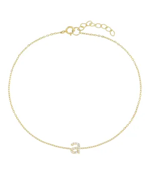 Tiny Lowercase Pavé Initial Anklet
