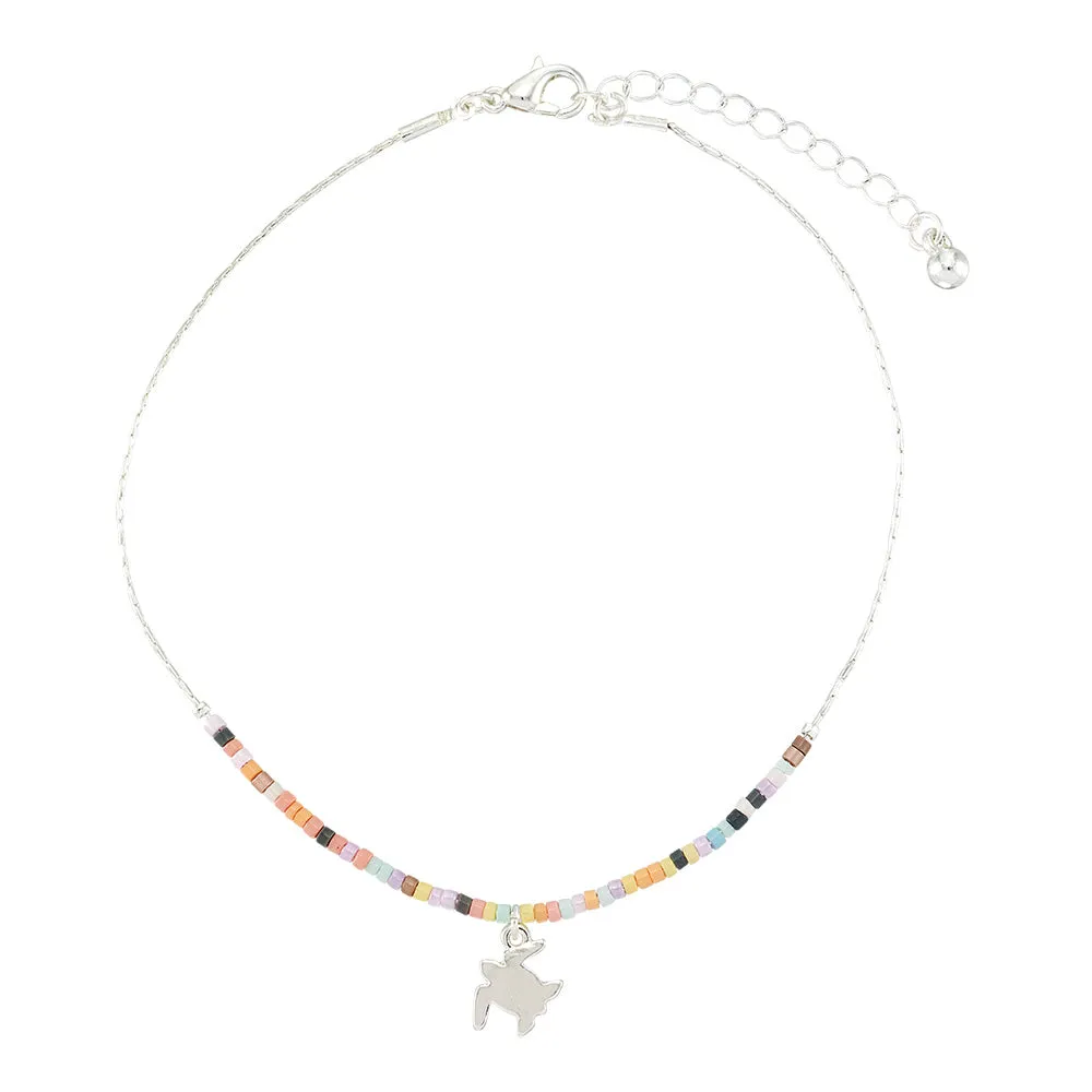 Tiny Pastel Seedbead Animal Charm Anklet