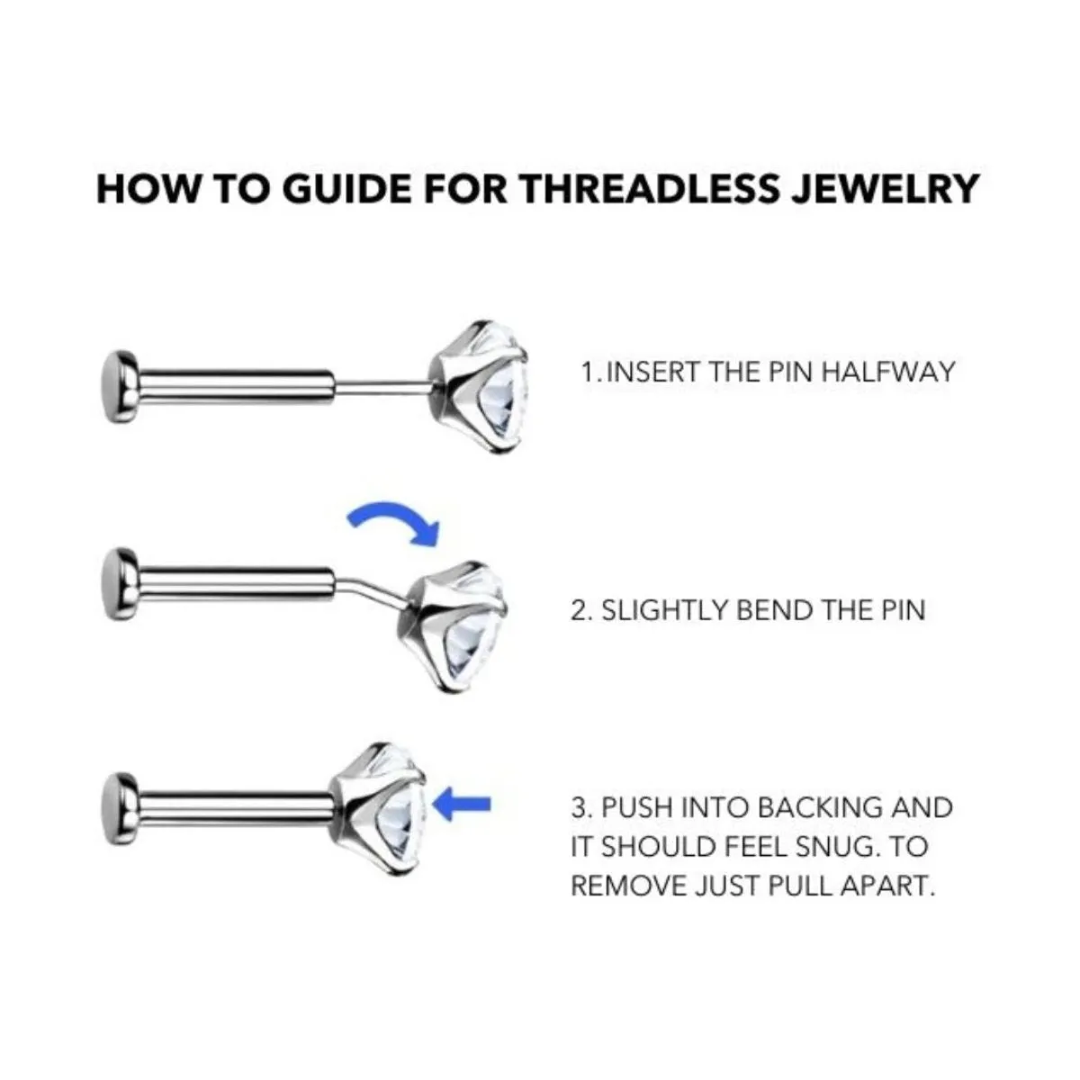 Titanium Threadless Flat Back Feather Earring