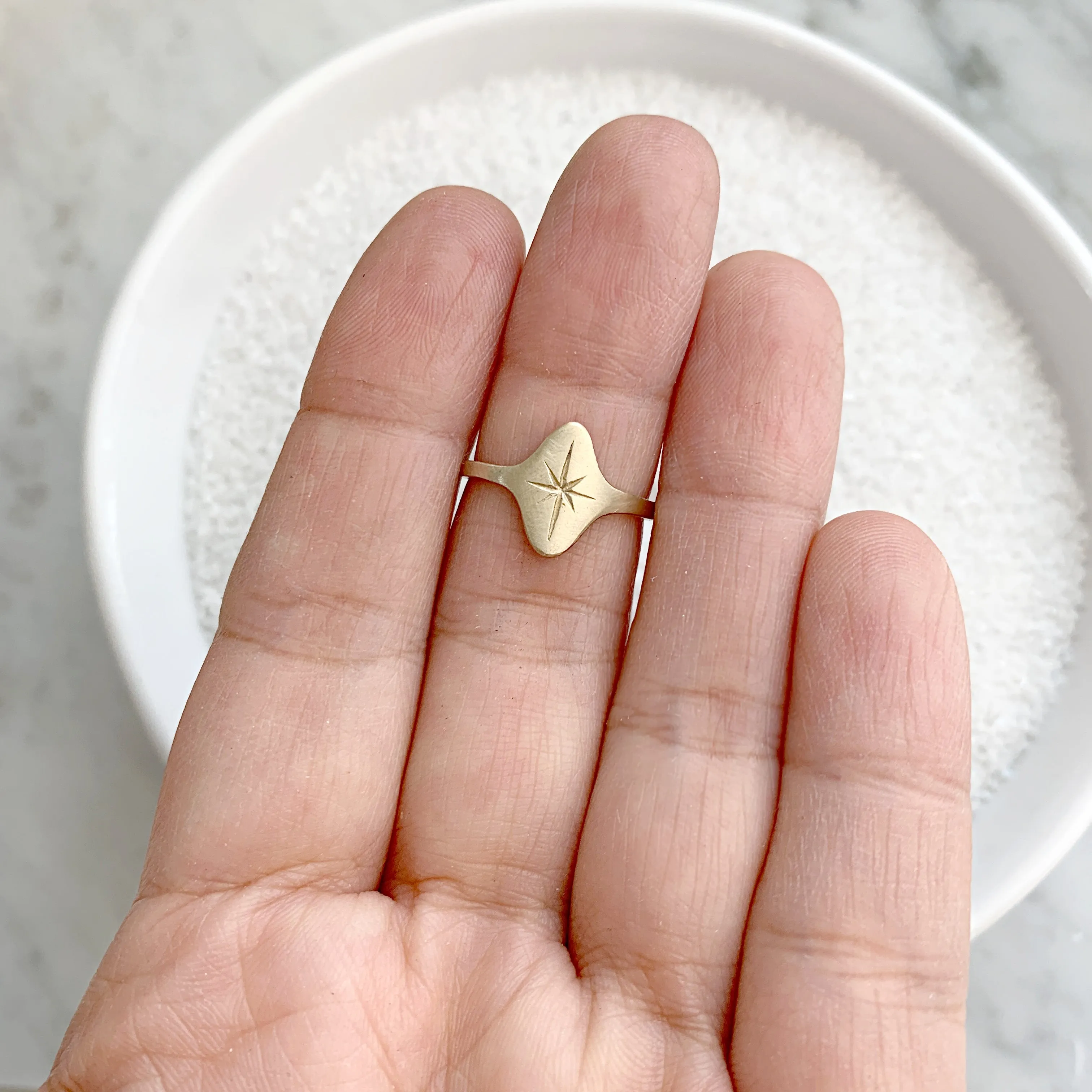 Étoile Signet Ring in 14k Gold Satin Finish