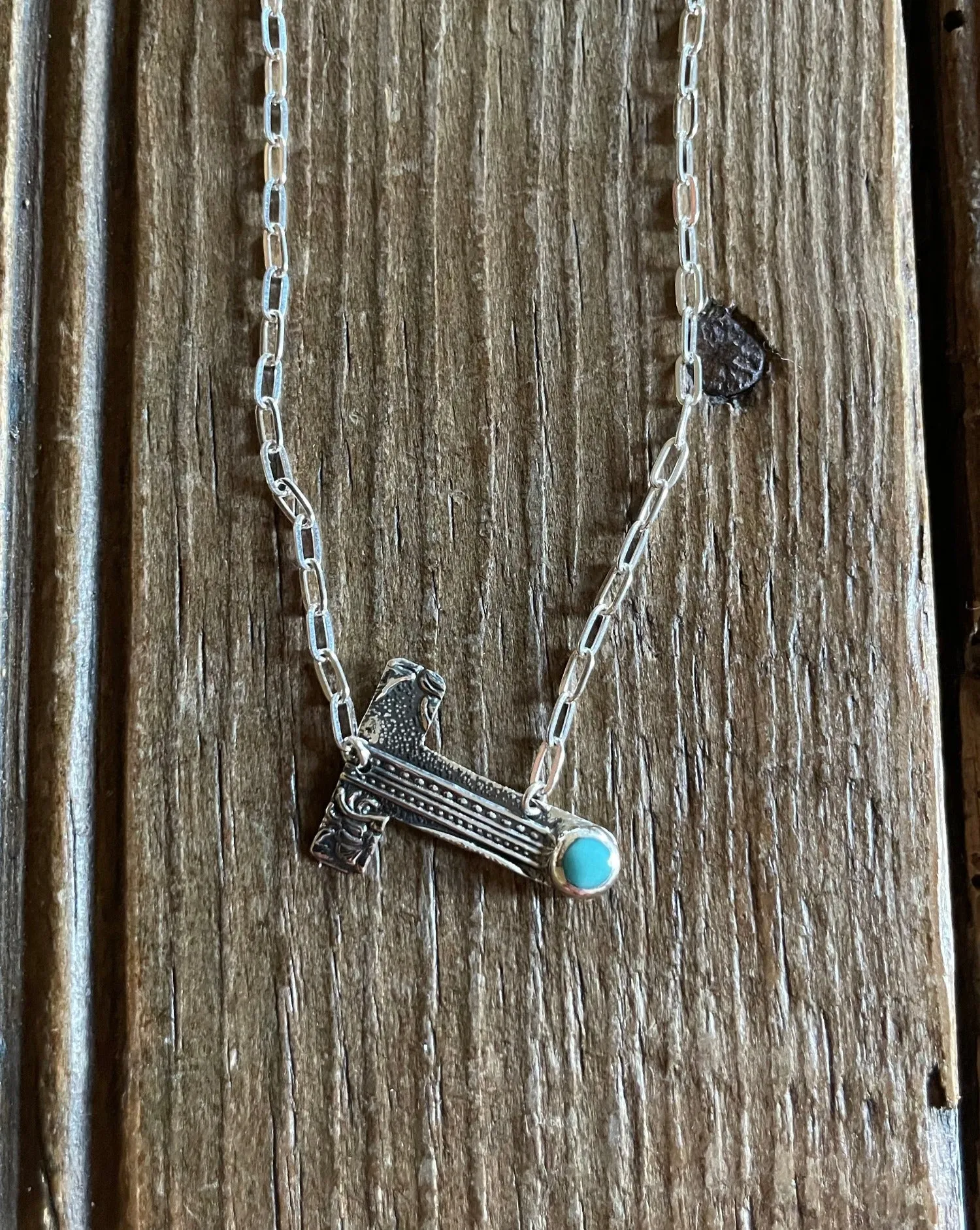 Tooled Sterling Silver Letter Necklaces