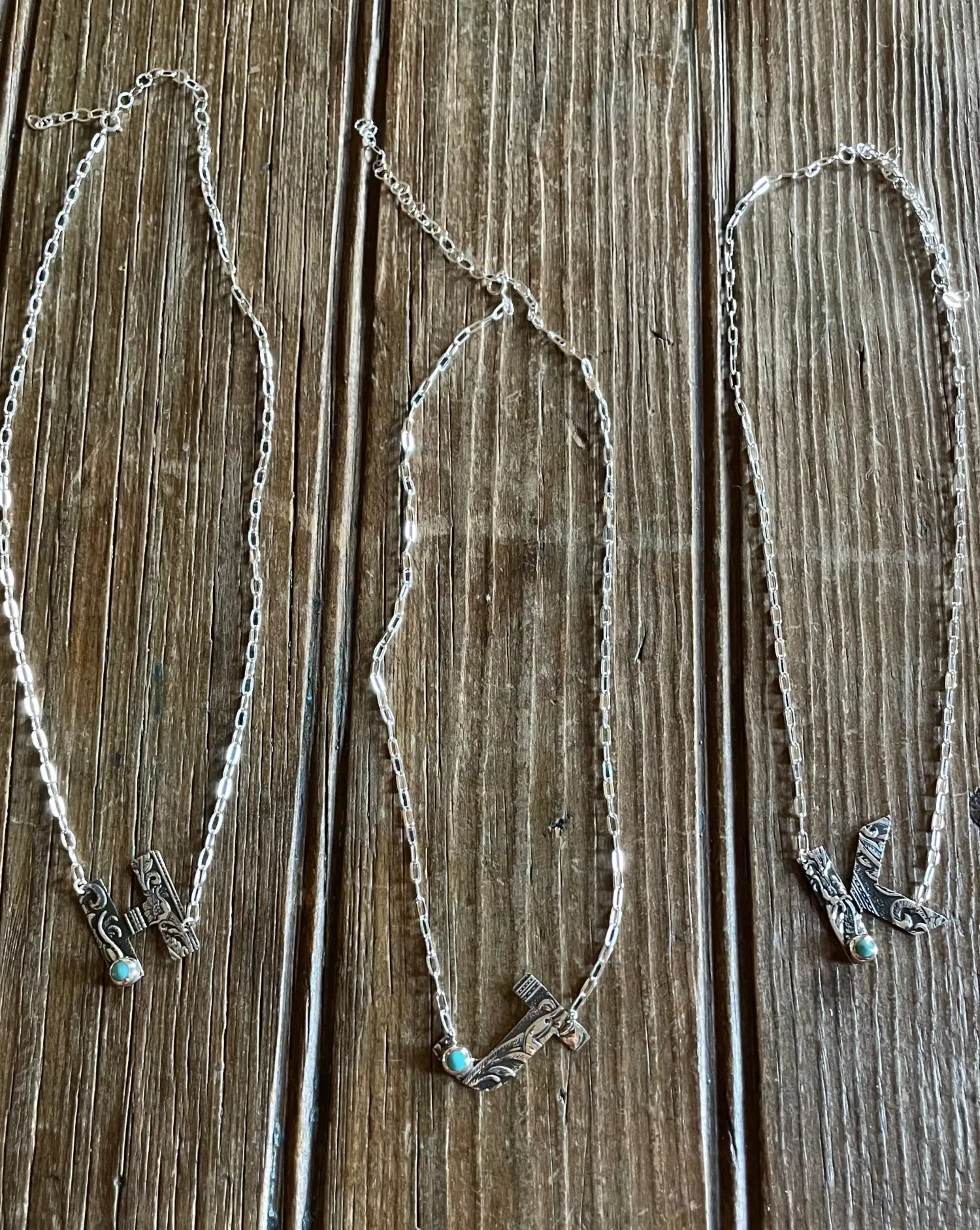 Tooled Sterling Silver Letter Necklaces