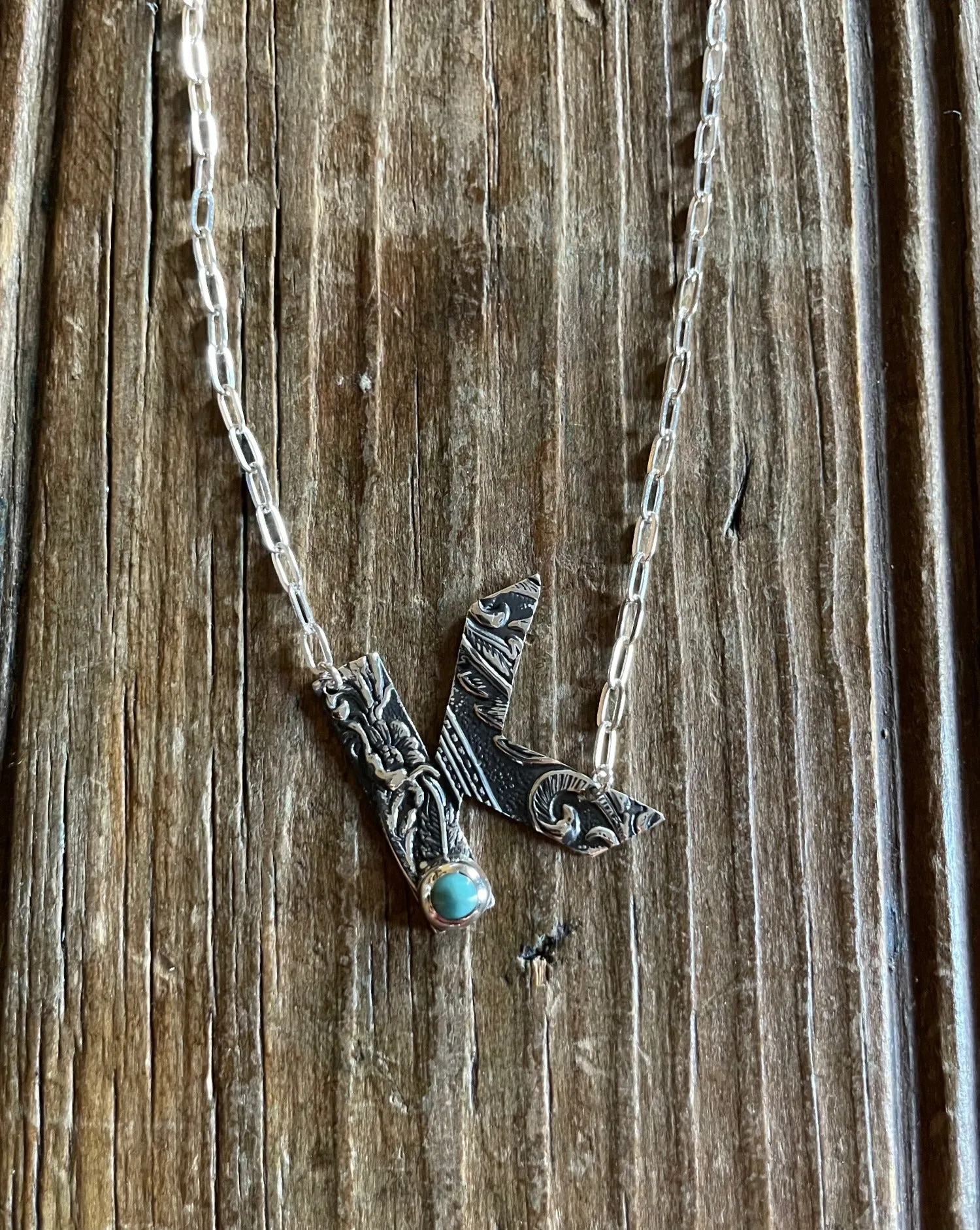 Tooled Sterling Silver Letter Necklaces