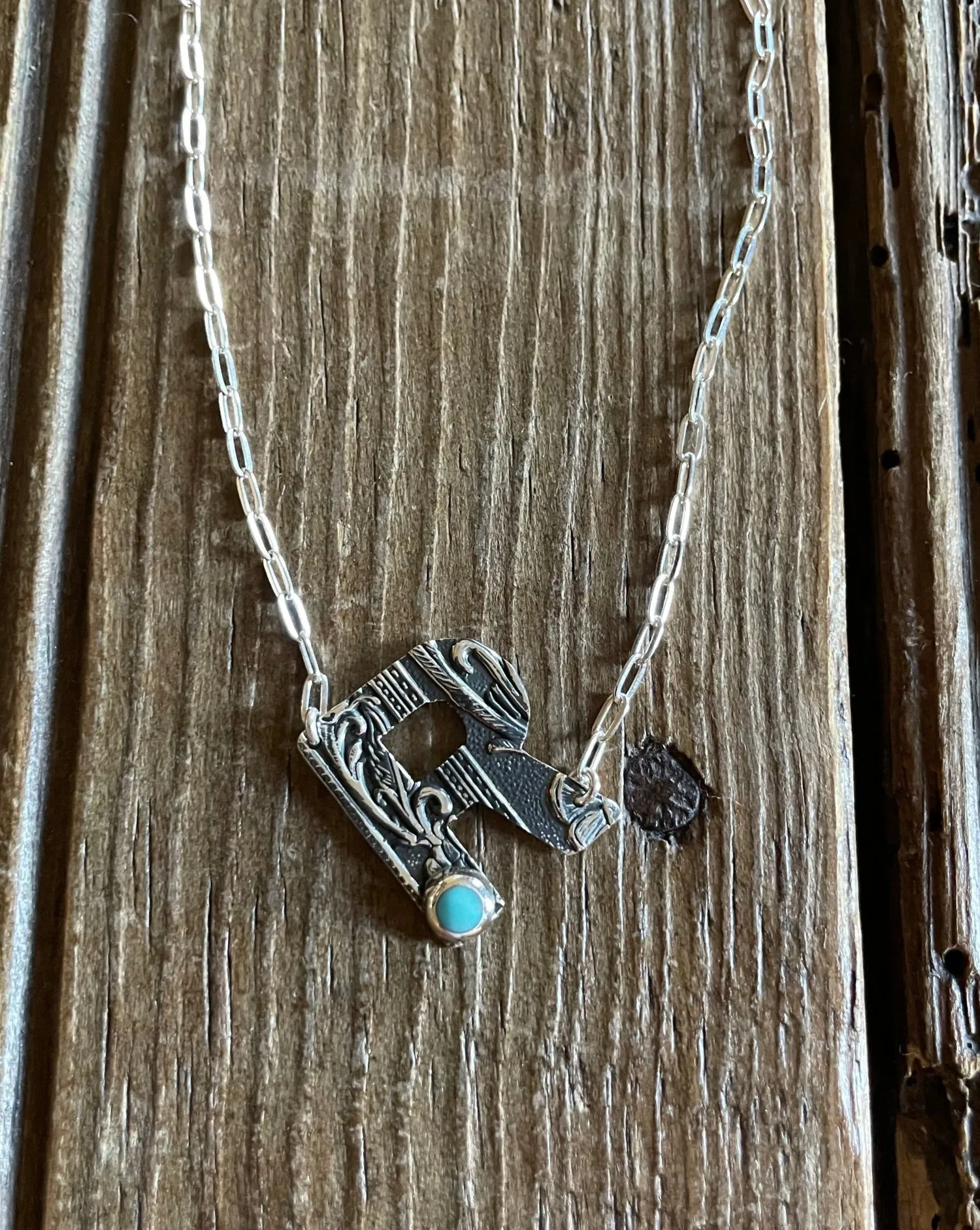 Tooled Sterling Silver Letter Necklaces