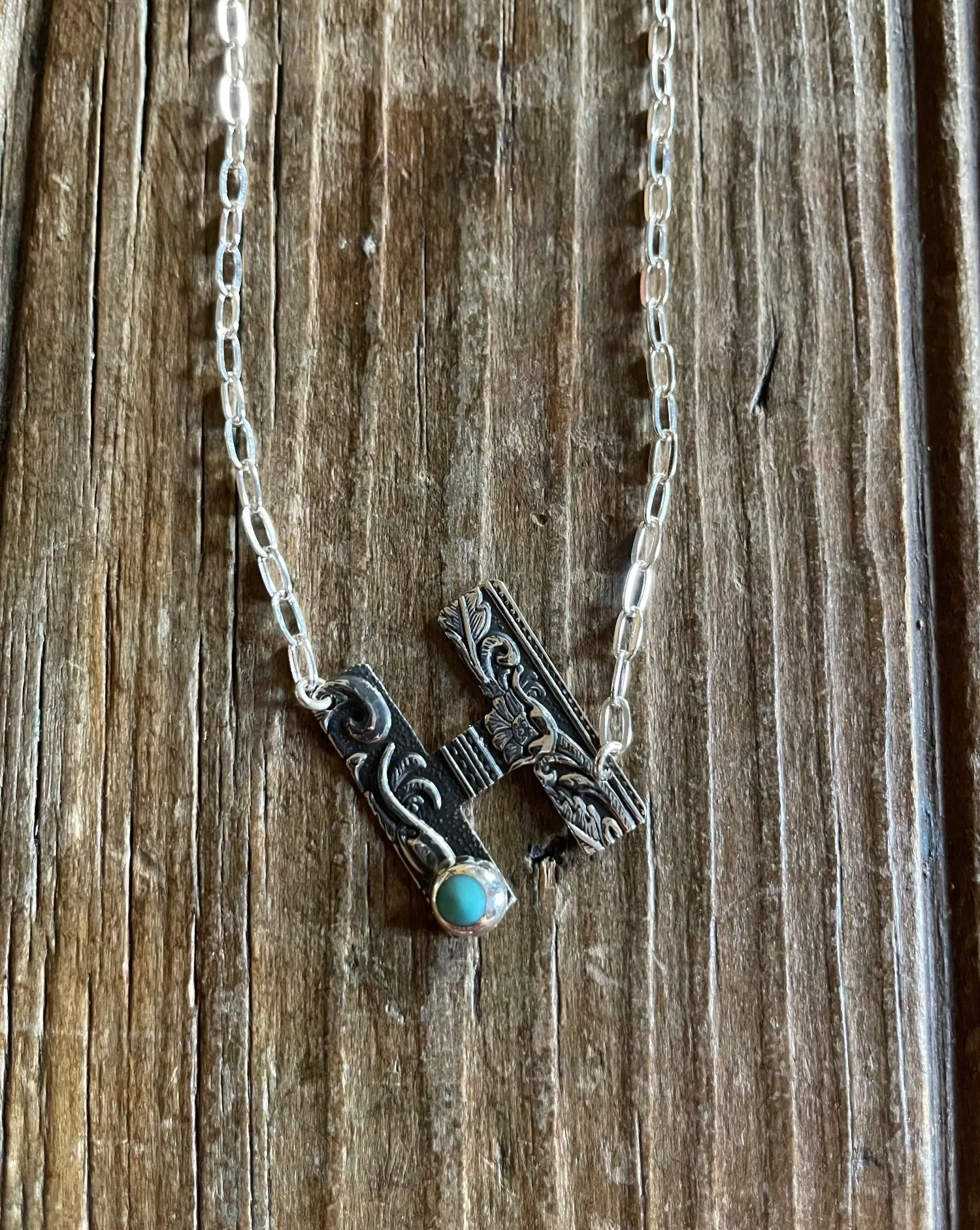 Tooled Sterling Silver Letter Necklaces