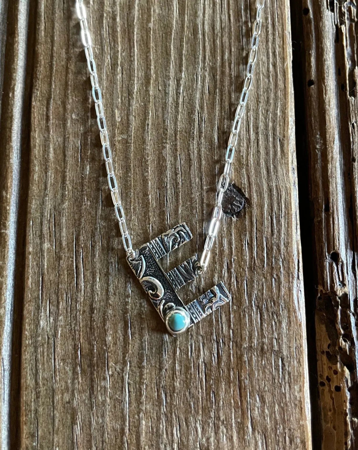 Tooled Sterling Silver Letter Necklaces