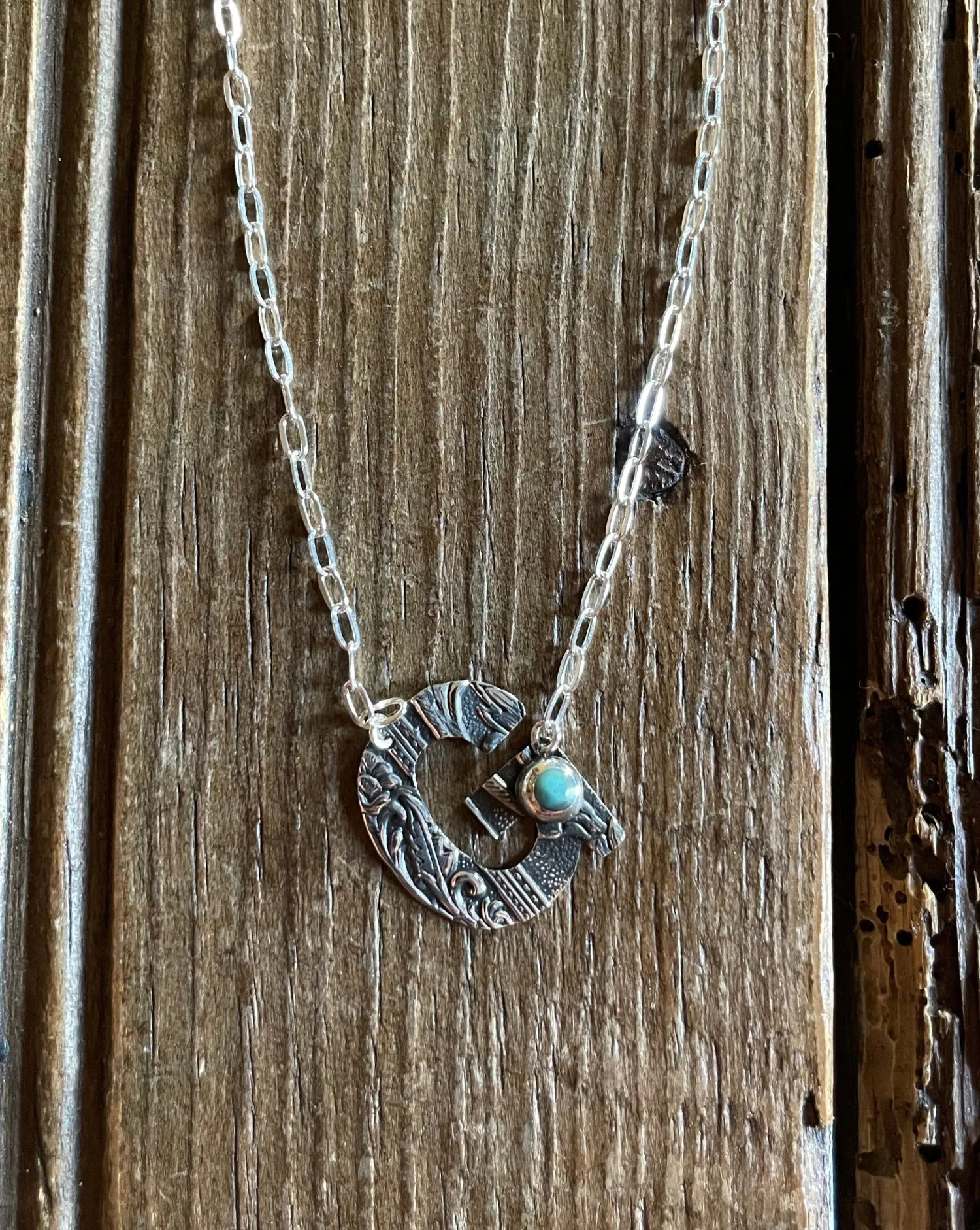 Tooled Sterling Silver Letter Necklaces