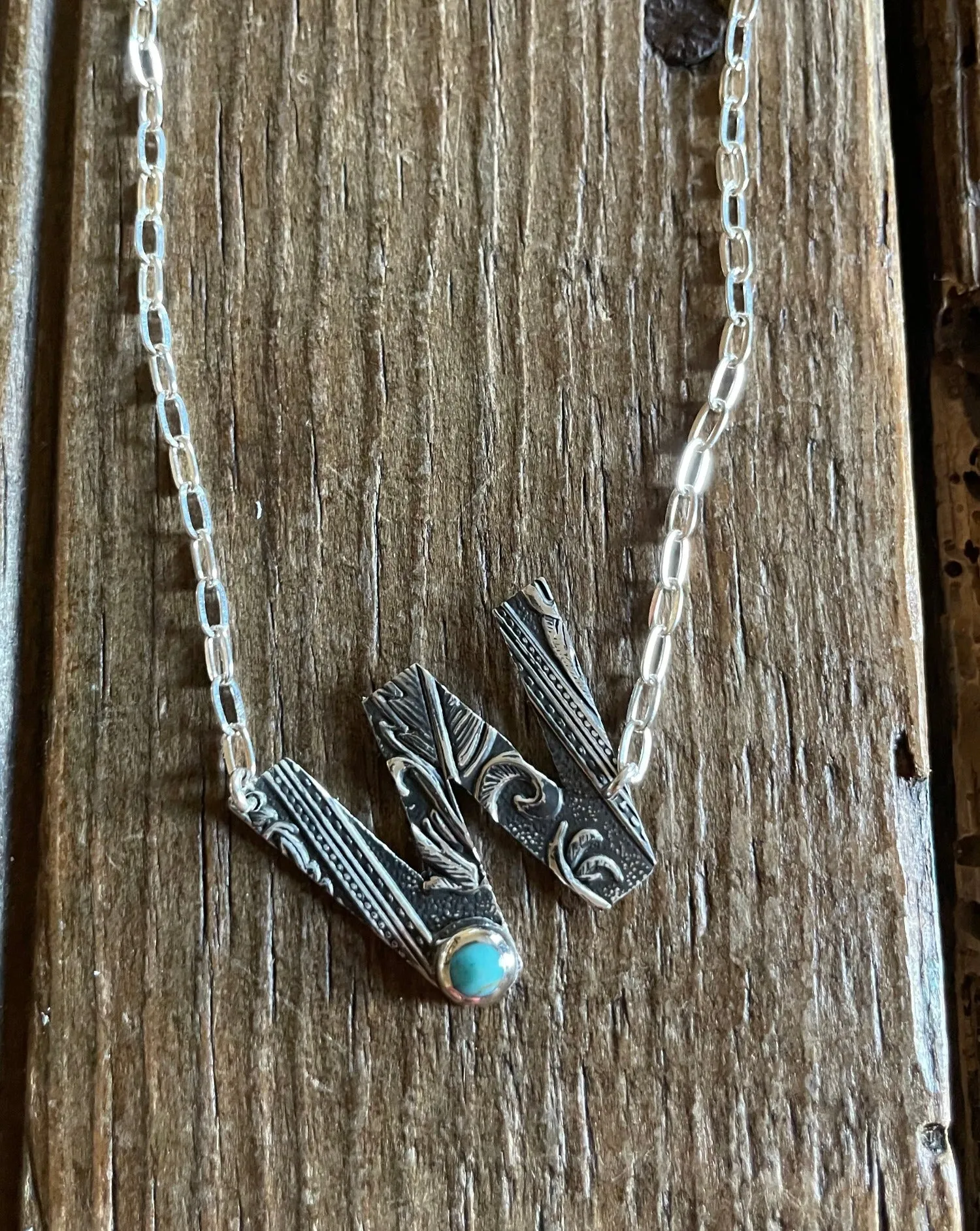 Tooled Sterling Silver Letter Necklaces