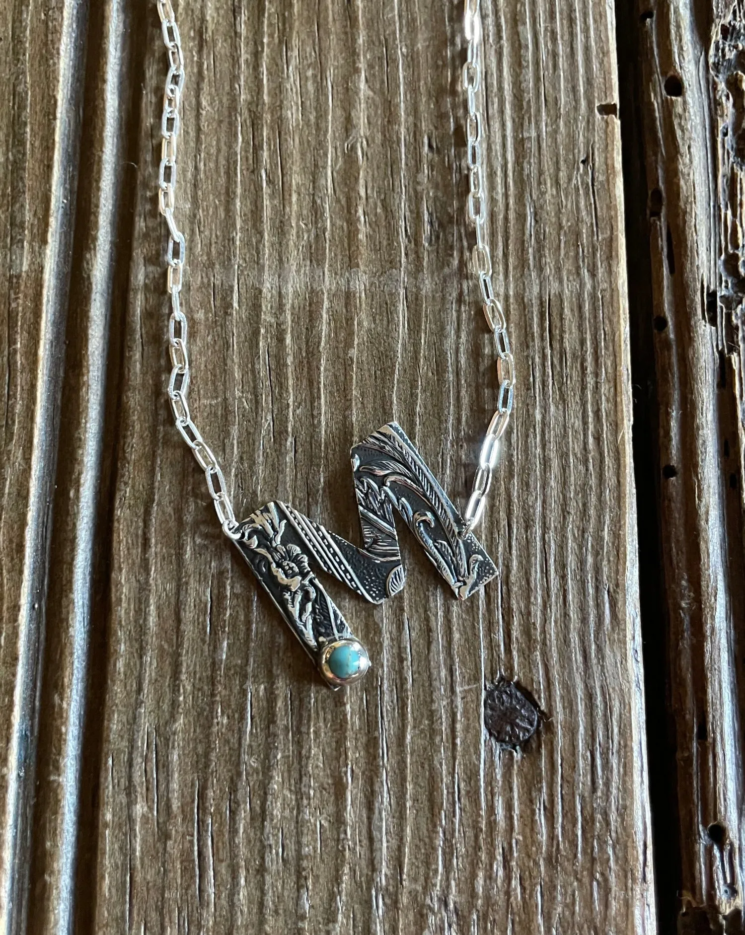 Tooled Sterling Silver Letter Necklaces
