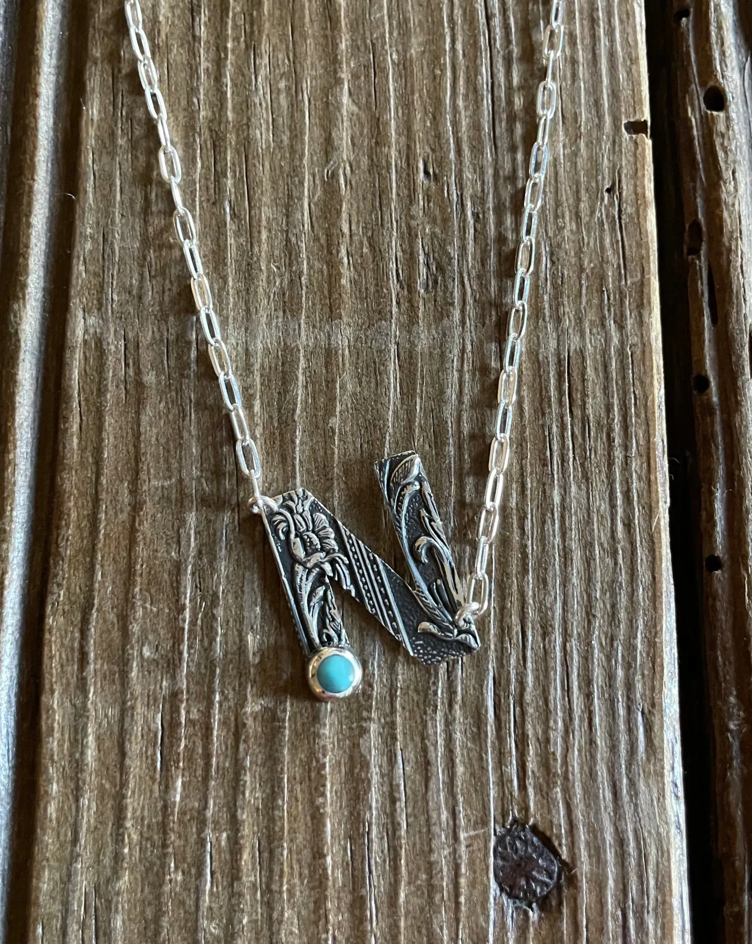 Tooled Sterling Silver Letter Necklaces