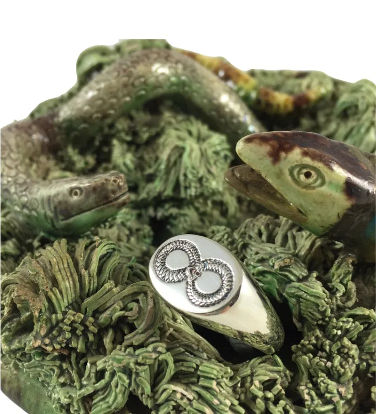 Totem Engraved 16mm x 13mm  -  9 Carat White Gold Signet Ring