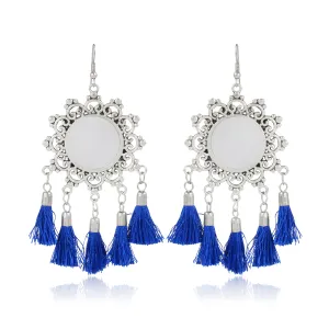 Tribal Blue Tassel Earrings