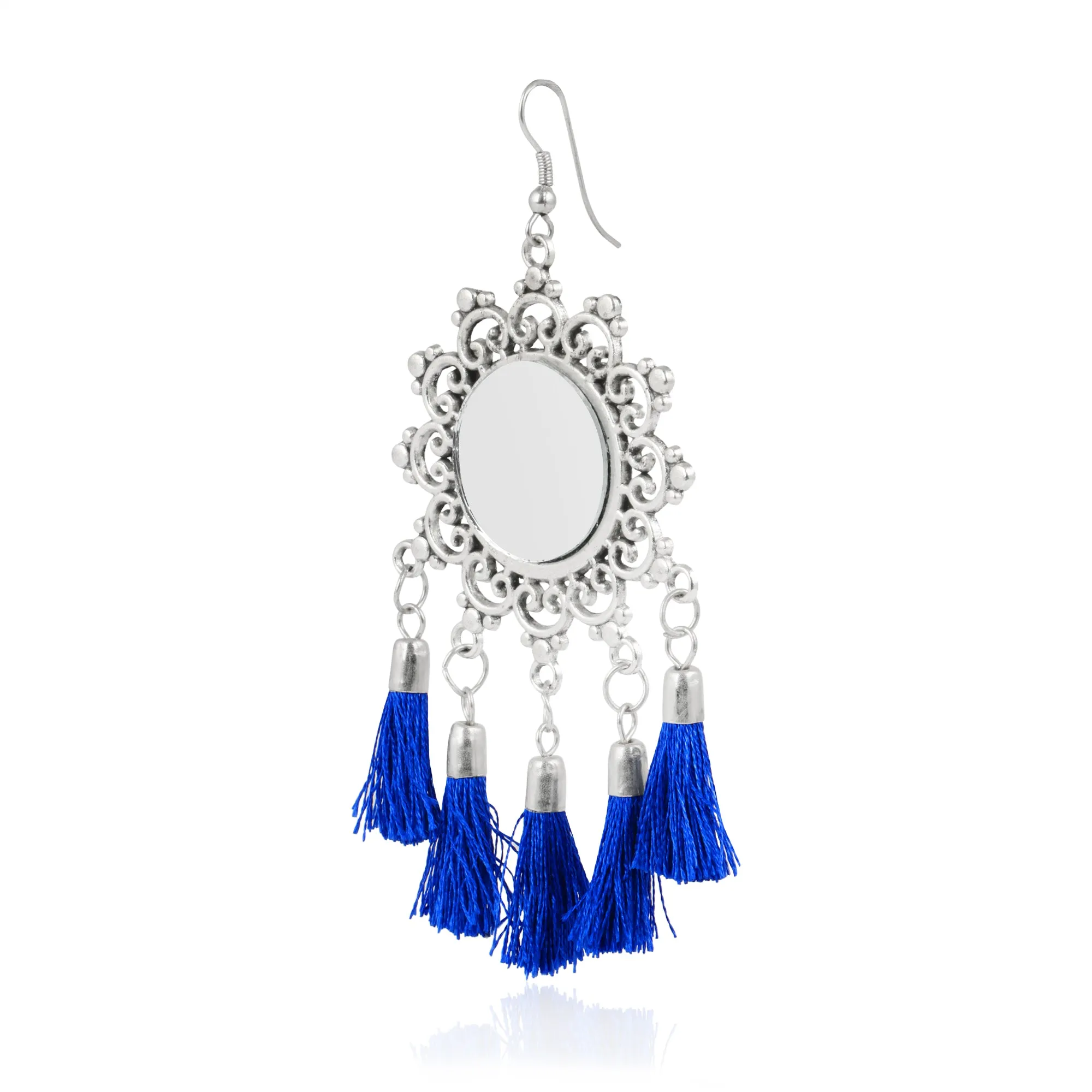 Tribal Blue Tassel Earrings