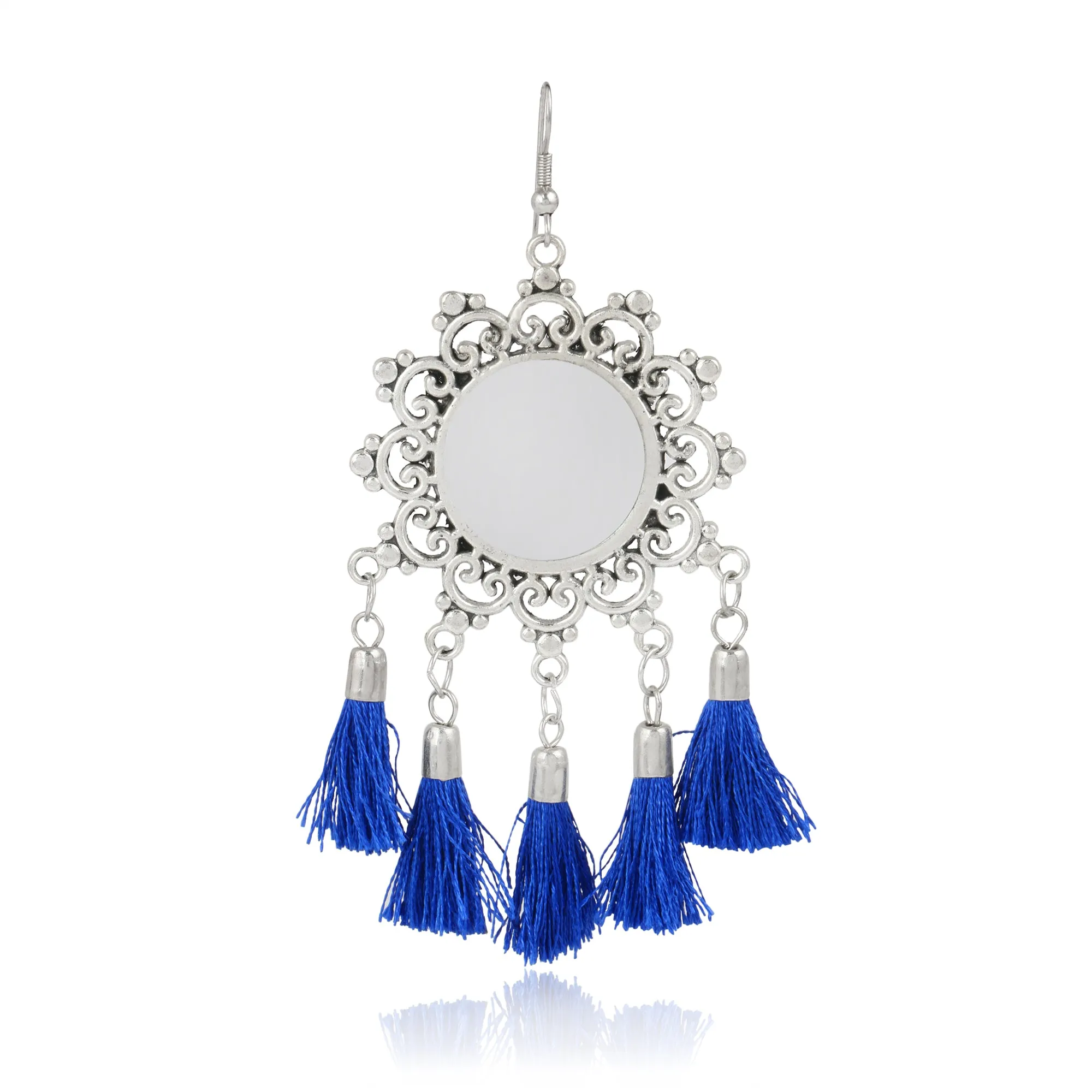Tribal Blue Tassel Earrings
